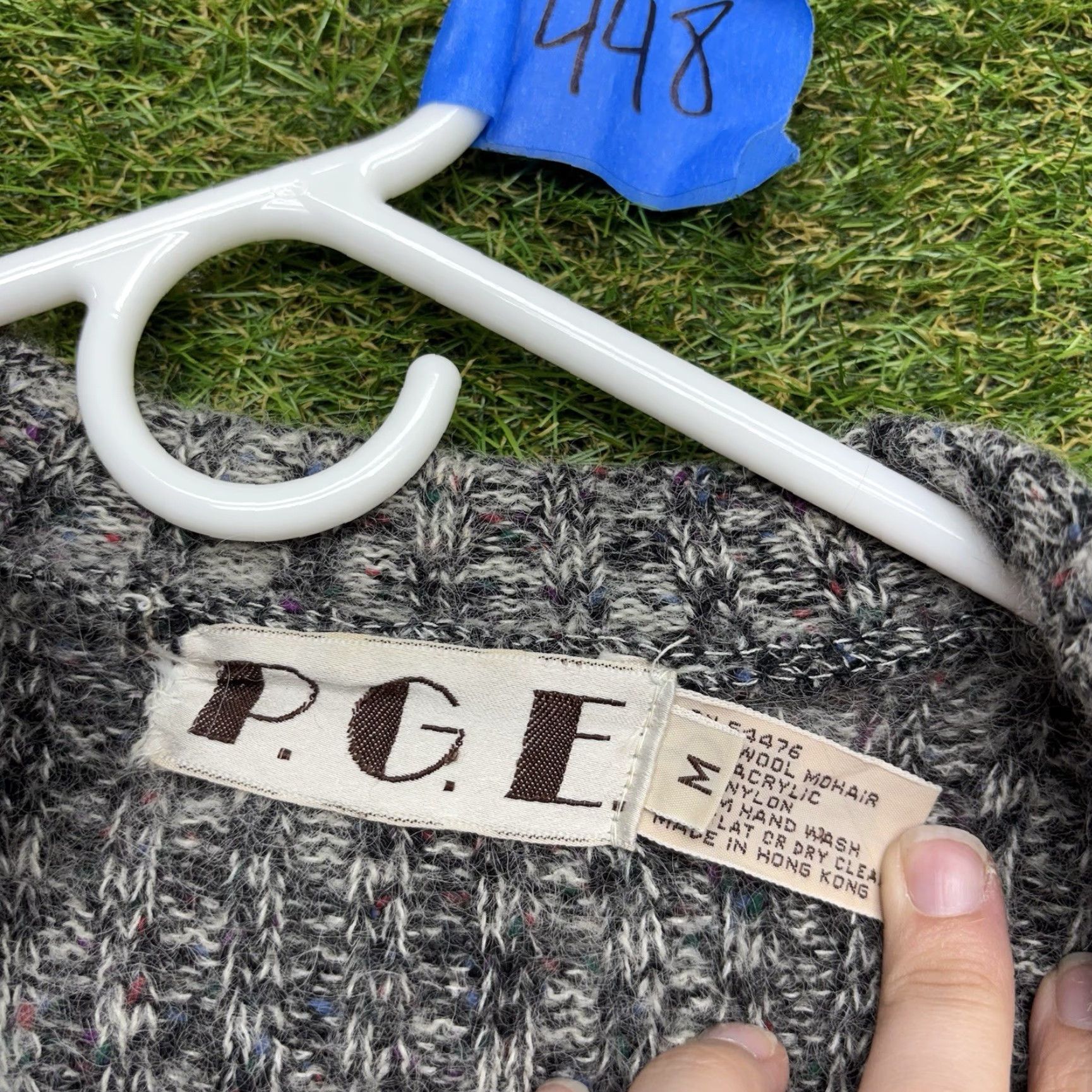 Vintage VINTAGE PGE Mohair Sweater Cardigan Womens Medium Open Knit 90s Gray Wool Blend Long Sleeve Pocket Size M / US 6-8 / IT 42-44 - 7 Thumbnail