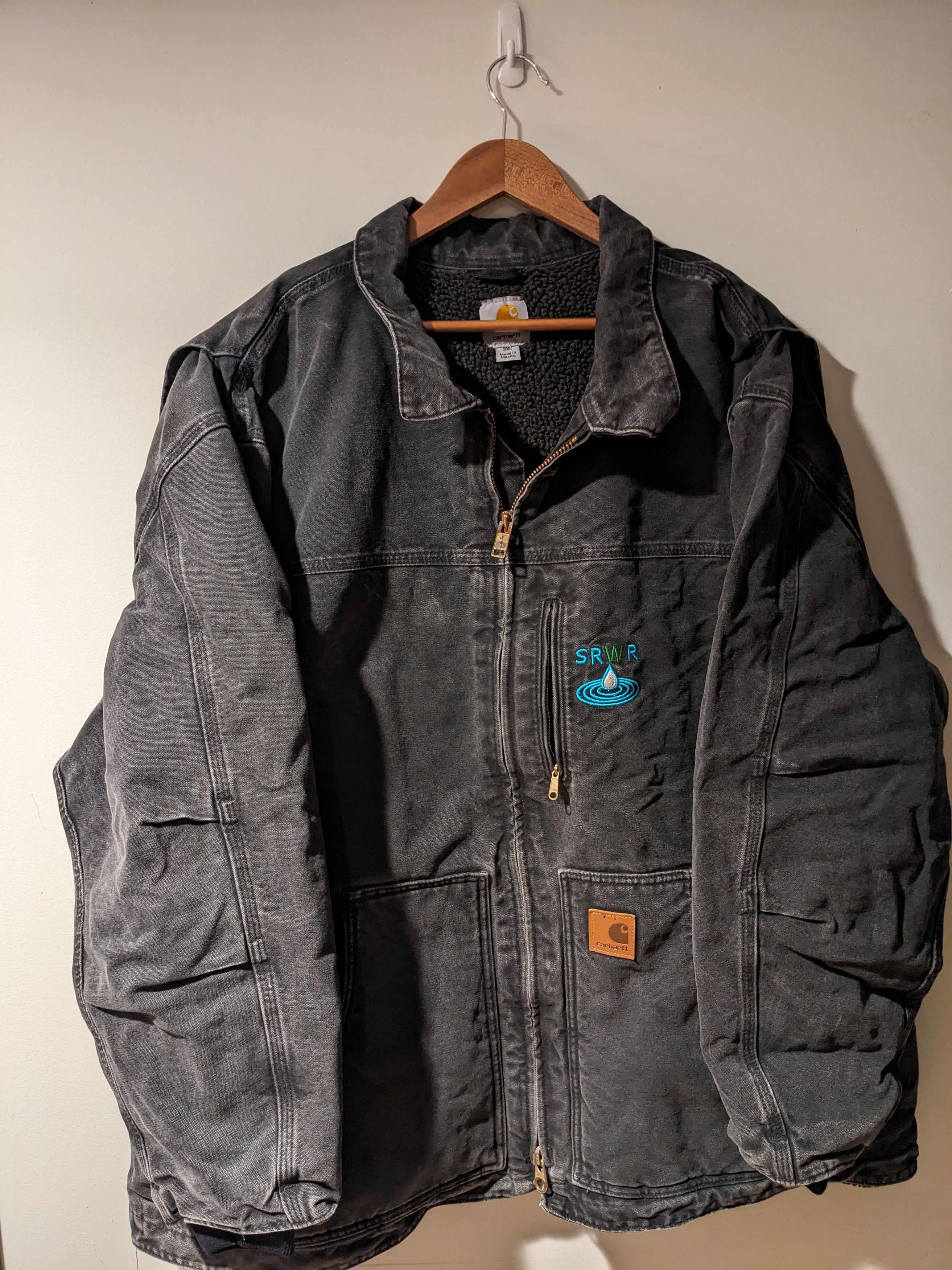 Carhartt C61 BLK Sherpa Lined Sandstone Duck Ridge Coat 3XL