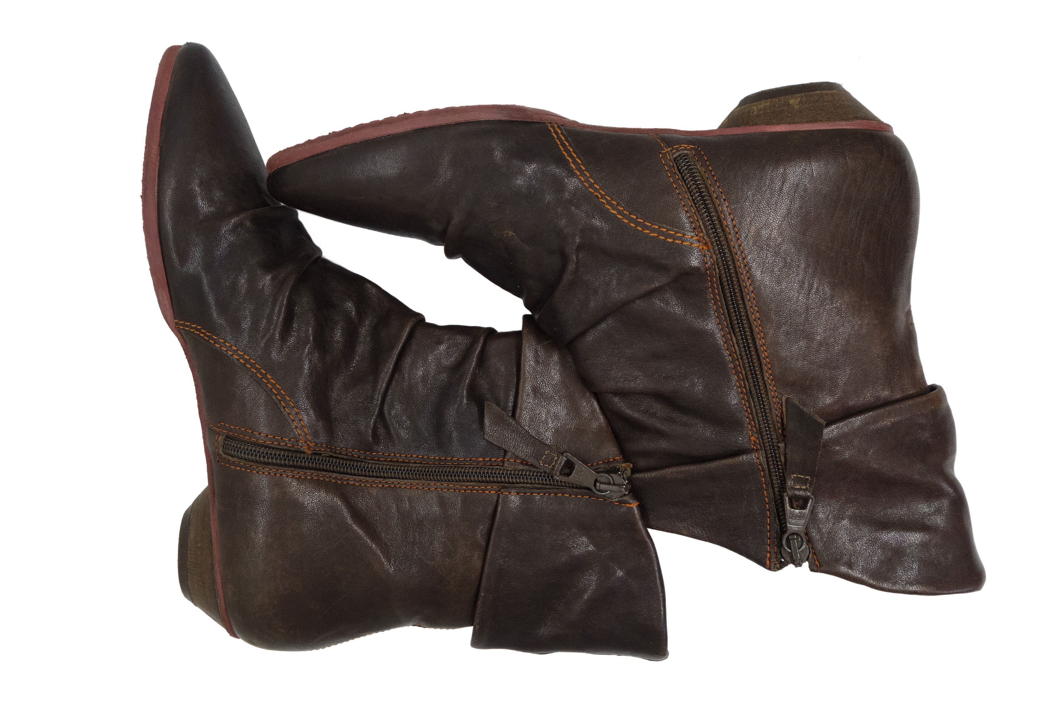 A.S.98 00s Airstep Leather Slouch Cossacks Ankle Zip Grunge Boots Size US 8 / IT 38 - 3 Thumbnail