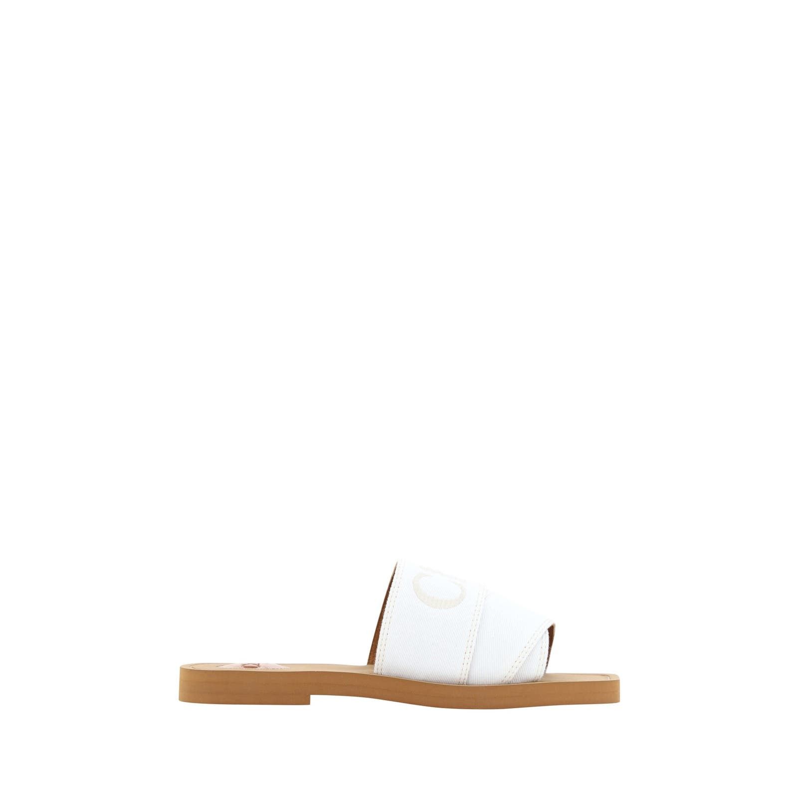 Chloe Chloé White Cotton Slides Woody Sandals/EU37/US7/White | Grailed