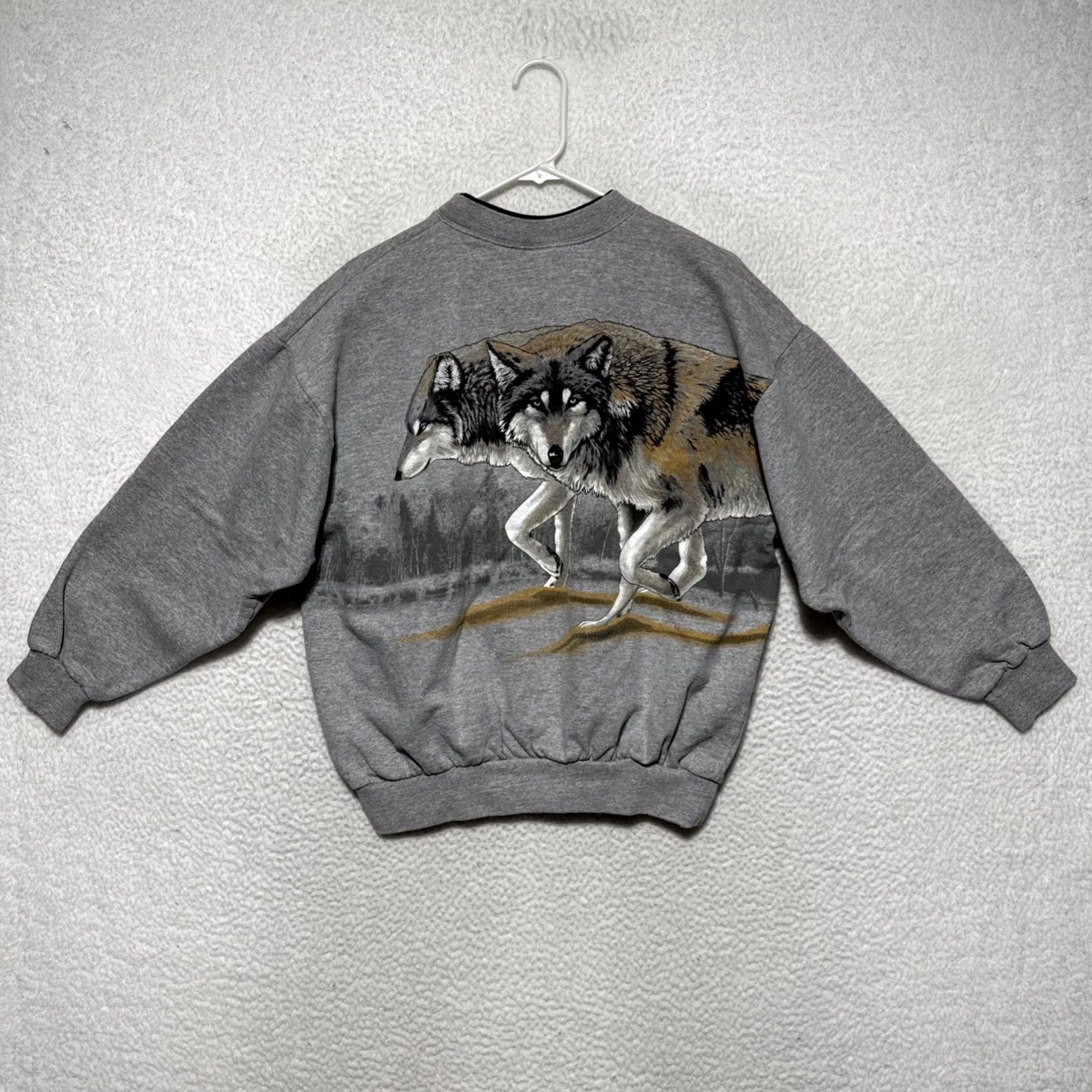 Vintage VINTAGE Art Unlimited Wolf Forest Wolves Crewneck Sweatshirt L Gray 90s 80s Mens Size US L / EU 52-54 / 3 - 4 Thumbnail