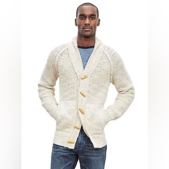 Banana Republic Banana Republic Heritage Men's Cream Shawl Collar Toggle Woo Size US S / EU 44-46 / 1 - 9 Thumbnail