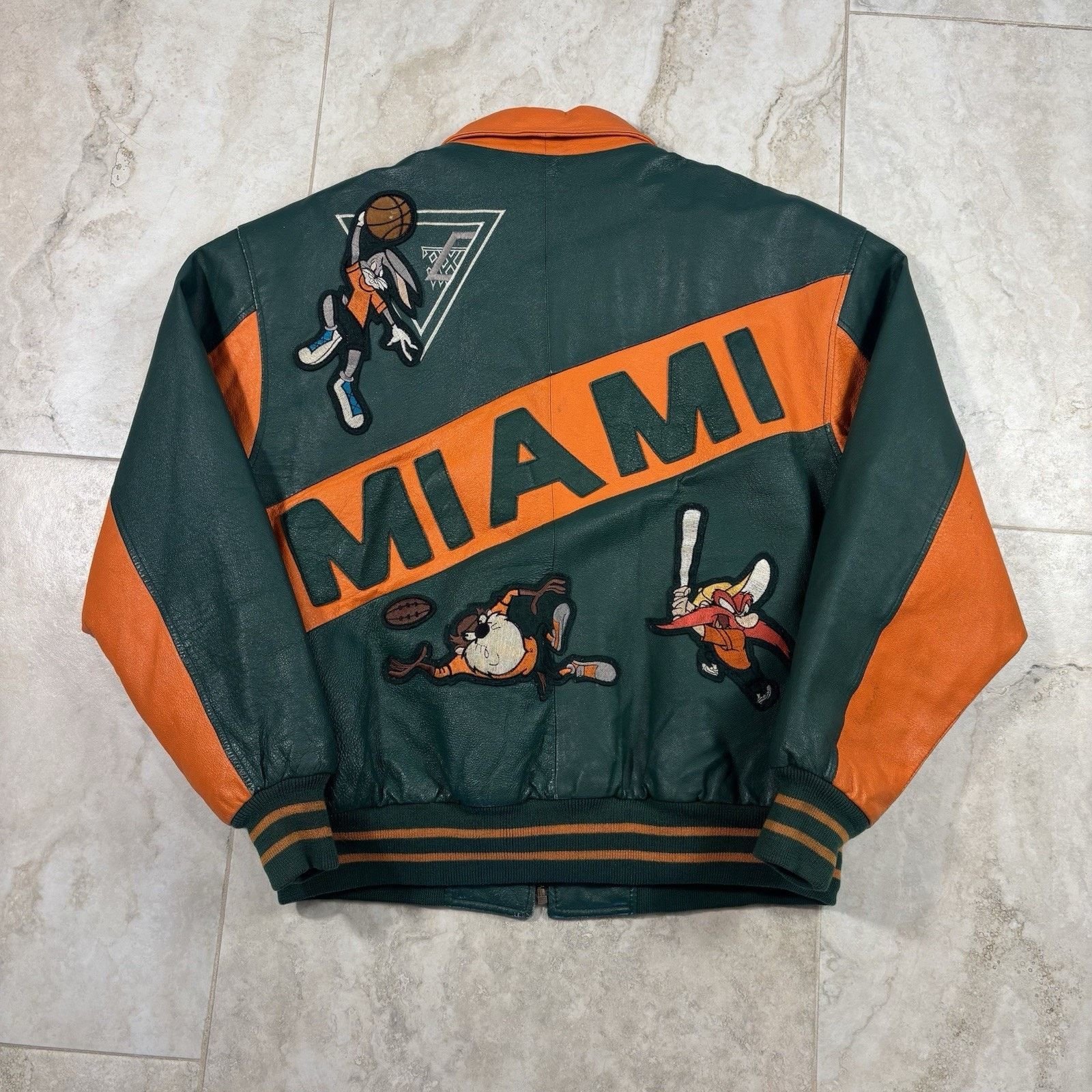 Excelled Vintage Miami Hurricanes Looney Tunes Leather Jacket Mens L Size US L / EU 52-54 / 3 - 1 Thumbnail