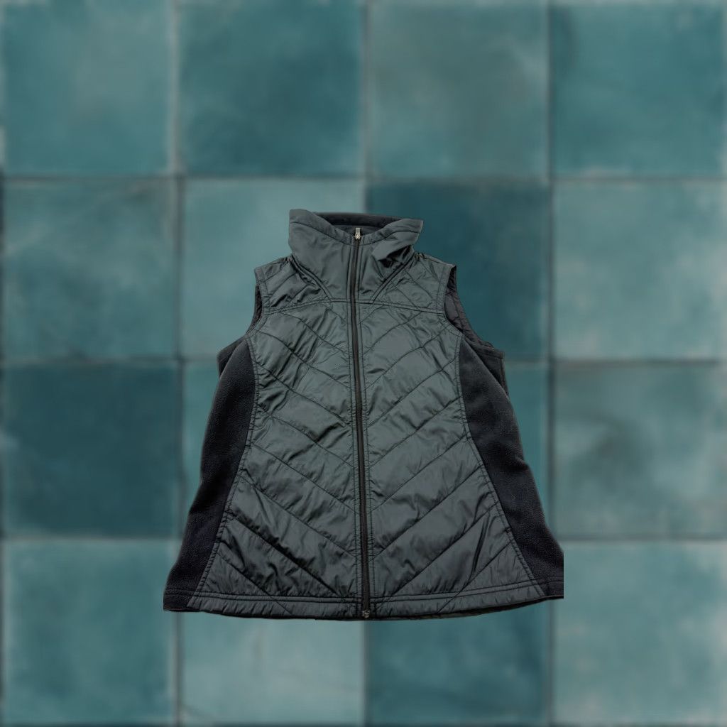 Vintage Columbia Vest Womens Large Gray Quilted Fleece Lined Full Zip Outdoor Hiking Size L / US 10 / IT 46 - 1 Thumbnail