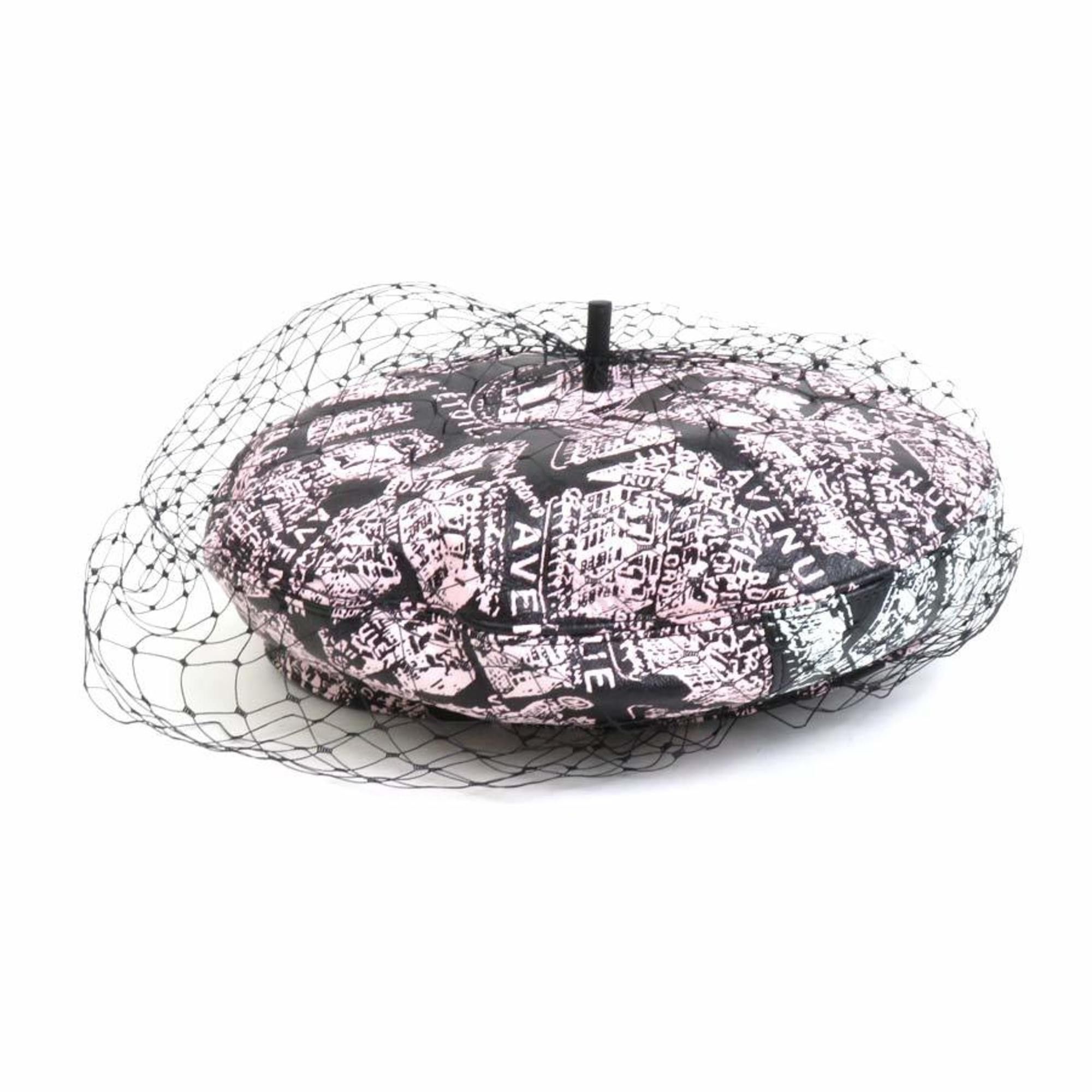 image of Christian Dior Leather Beret Black X Pink White Women's H30264F