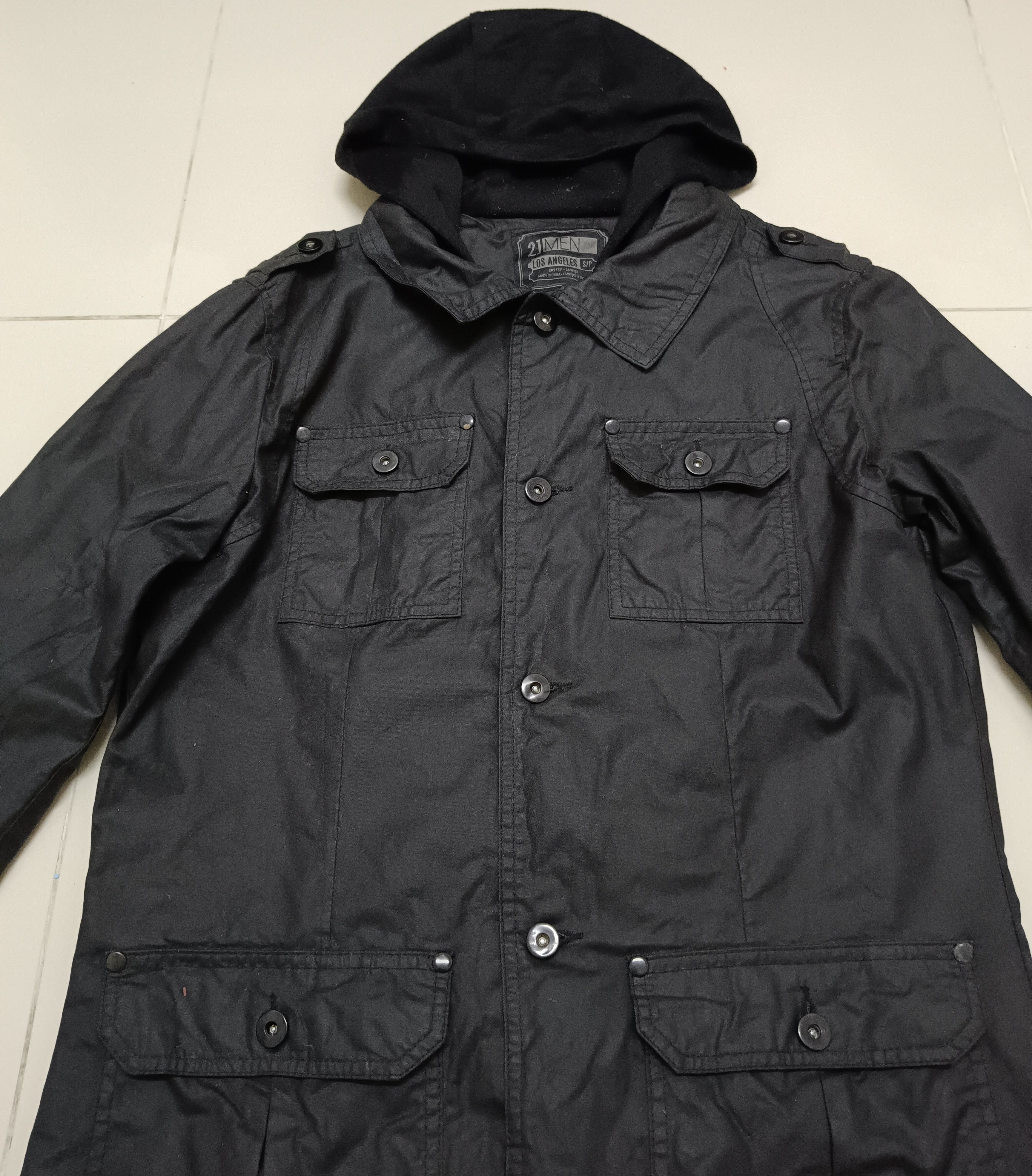 14th Addiction × Le Grande Bleu (L.G.B.) Vintage 21 Men Wax Jacket Hoodie Size US M / EU 48-50 / 2 - 2 Thumbnail