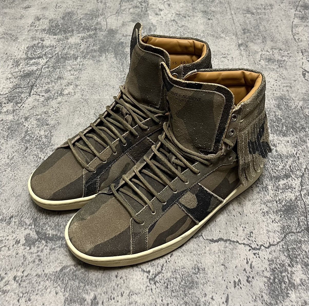 Saint Laurent Paris Saint Laurent High Top Sneakers Camouflage Size US 7.5 / EU 40-41 - 2 Thumbnail