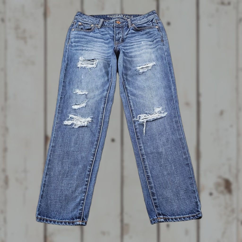 American Eagle Outfitters American Eagle Boy Fit Jeans Women's 0 Light Wash Straight Button Fly Blue 28x26 Size 28" / US 6 / IT 42 - 1 Thumbnail
