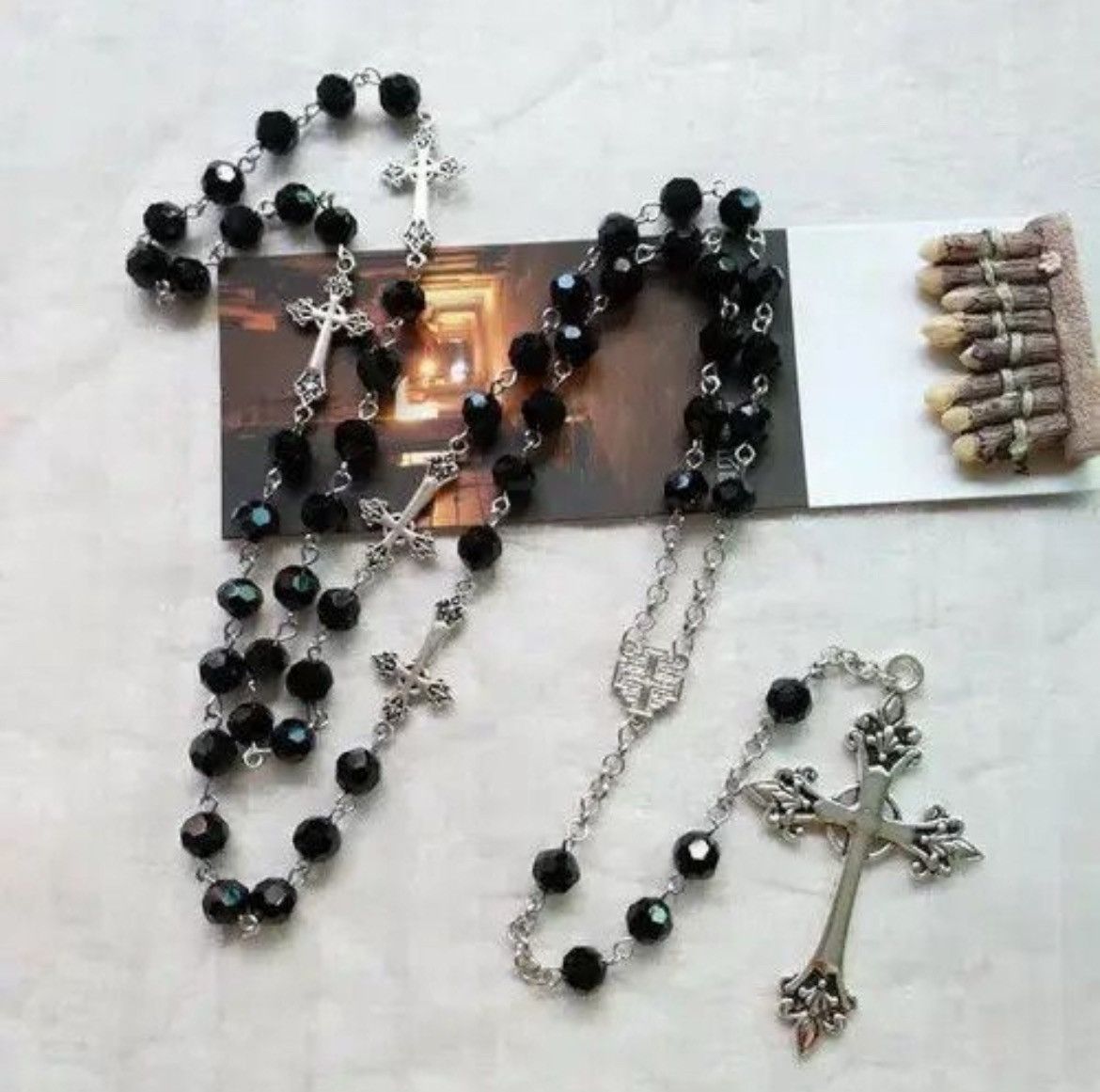 Jewelry Black Crystal Rosary Necklace Size ONE SIZE - 4 Thumbnail