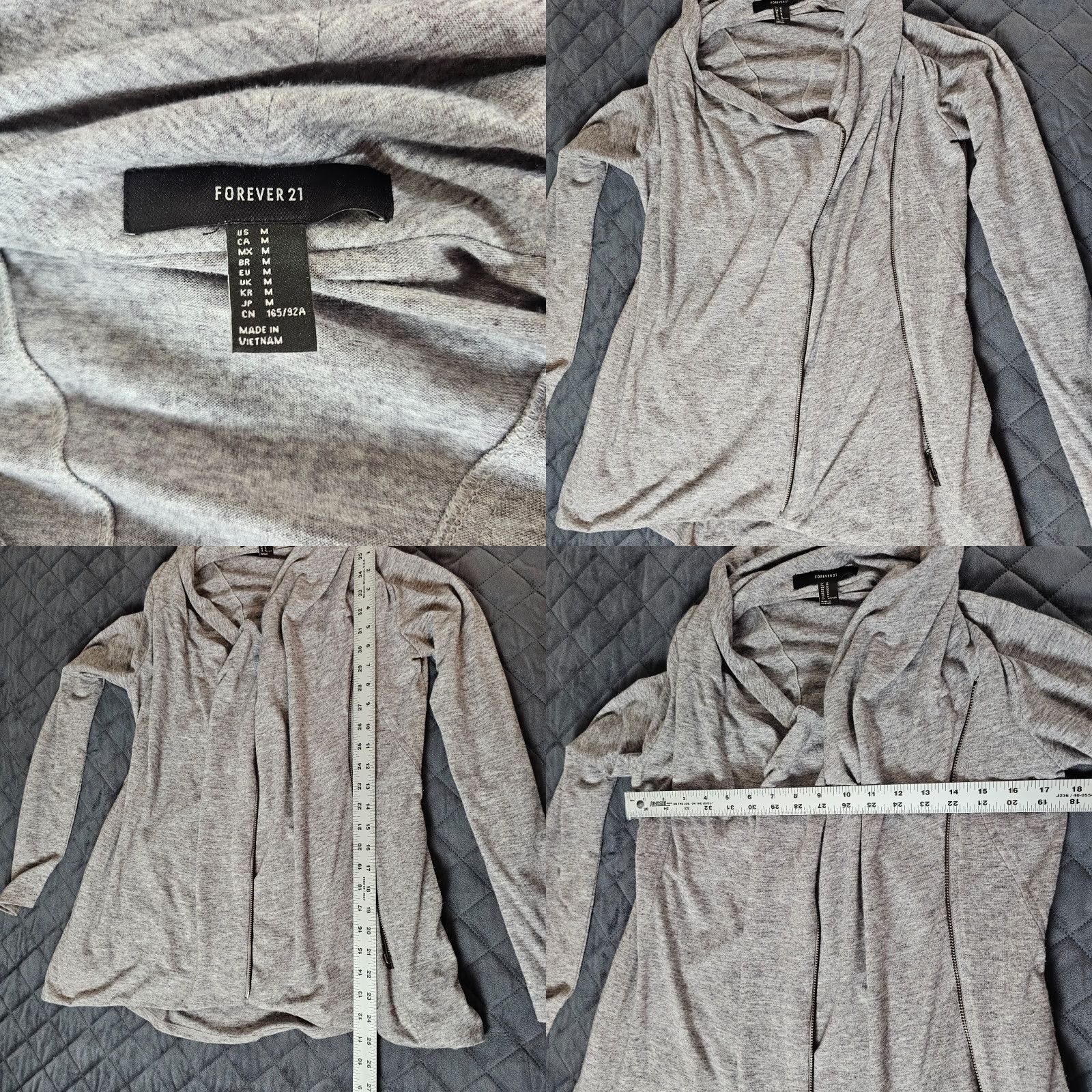 Forever 21 FOREVER 21 Women's Cardigan Sweater Zipper Front Long Sleeves Gray Size M Size M / US 6-8 / IT 42-44 - 8 Thumbnail