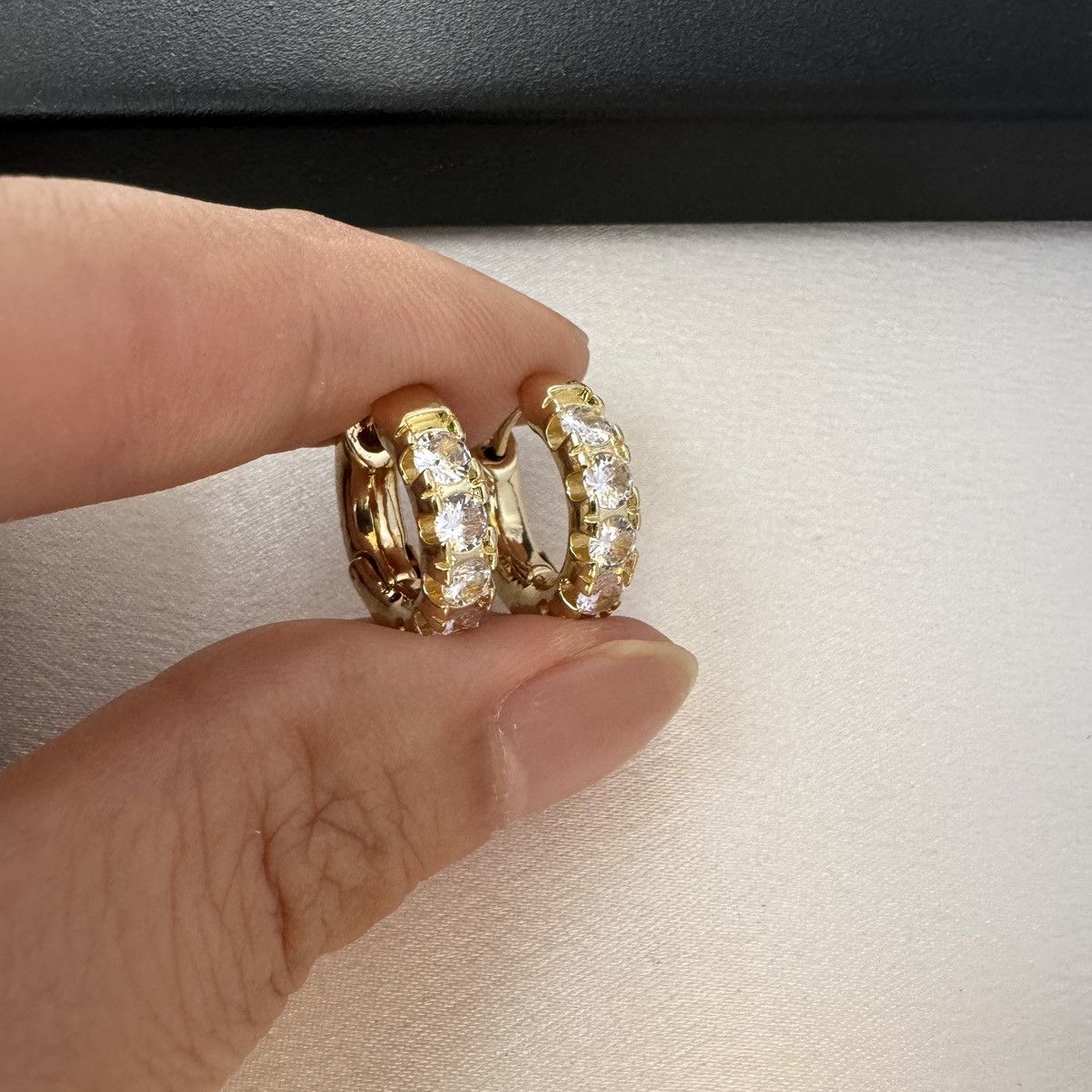 Designer 17mm CZ Cubic Zirconia Gold Hoop Earrings for Women Size ONE SIZE - 5 Thumbnail