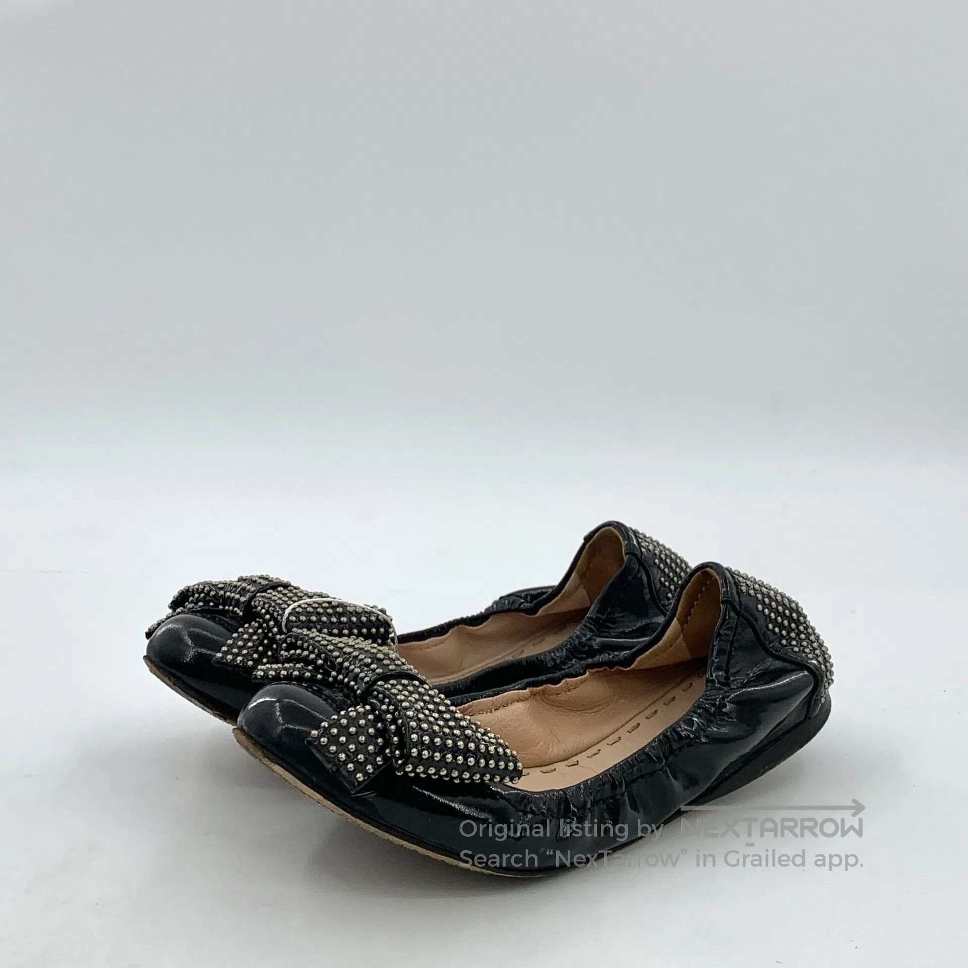 Miu Miu Miu Miu Black Bow Knot Stud Design Casual Slip-On Boat Sho Size US 5.5 / IT 35.5 - 1 Thumbnail