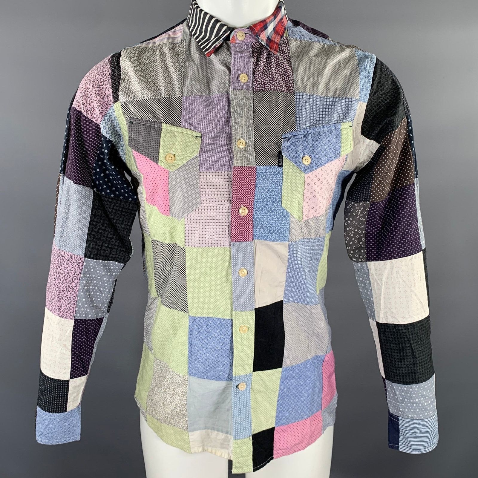 Paul Smith PAUL SMITH JEANS M Black Multi-Color Patchwork LS Shirt Size US M / EU 48-50 / 2 - 1 Thumbnail