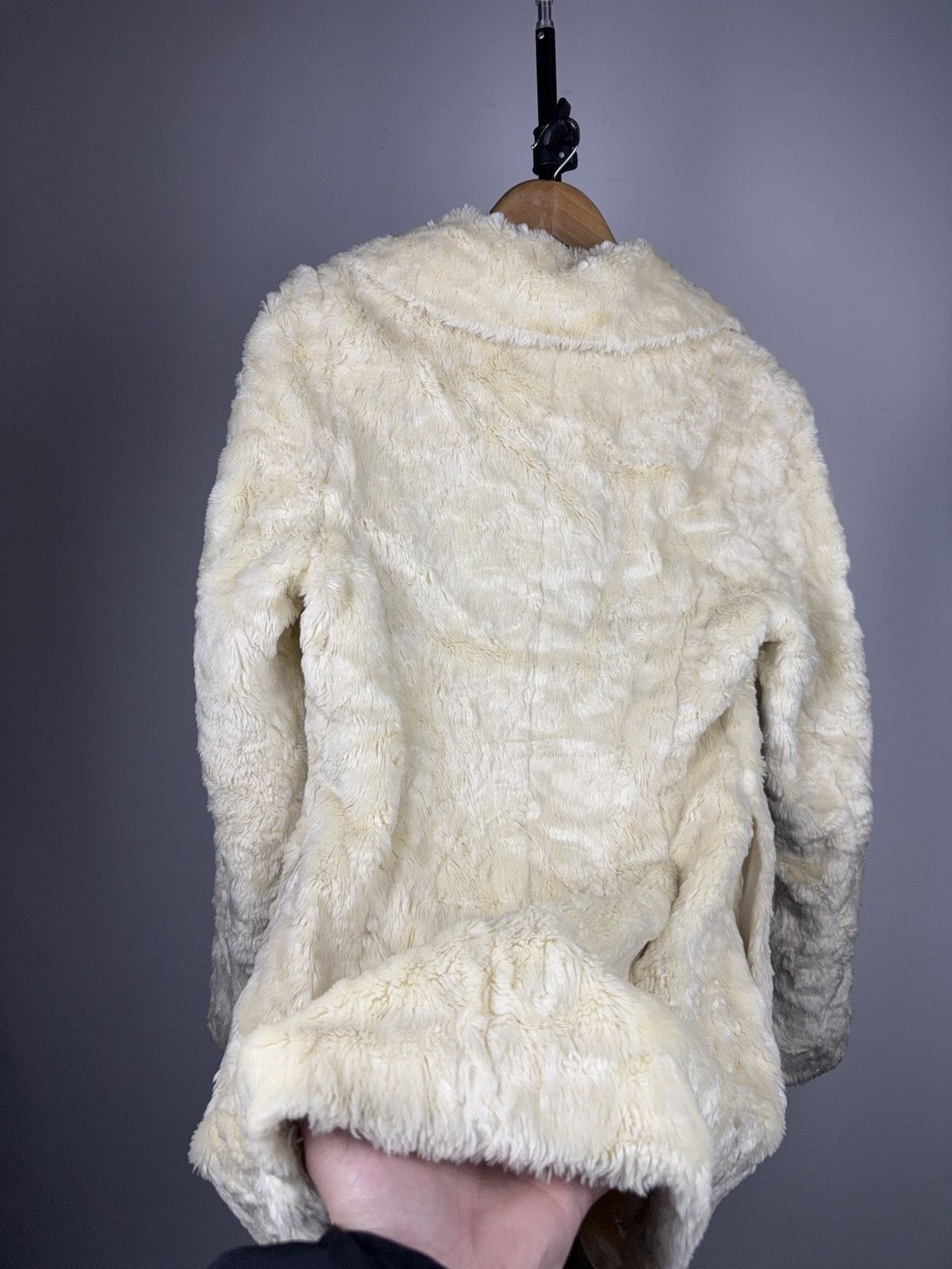 Japanese Brand Avant Garde 00s Ivory Faux Fur Coat Vintage Korean Designer Size S / US 4 / IT 40 - 17 Thumbnail
