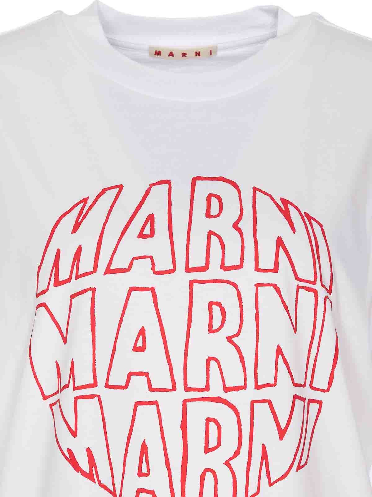 Marni o1w1db10824 Logo T-Shirt in White Size US M / EU 48-50 / 2 - 4 Thumbnail
