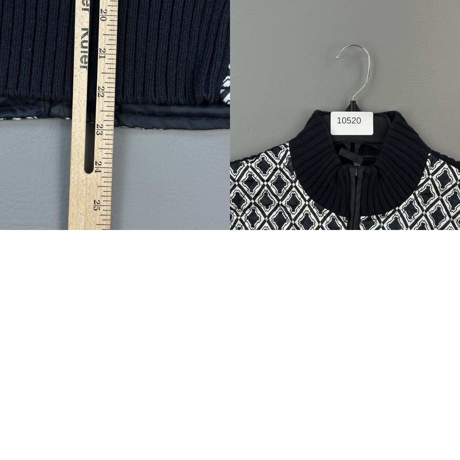 Vintage For Cynthia Sweater Cardigan Women's PM Mavy White Geometric Zip Front Ribbed Front Zip For Cynthia Womens PM Ribbed Cardigan Zip Front Geometric Size M / US 6-8 / IT 42-44 - 9 Thumbnail