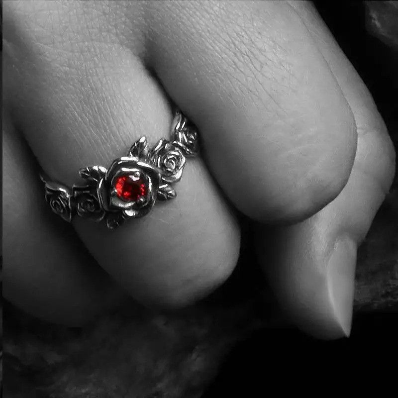 Jewelry × Vintage Retro Red Heart Rose Ring Size ONE SIZE - 4 Thumbnail