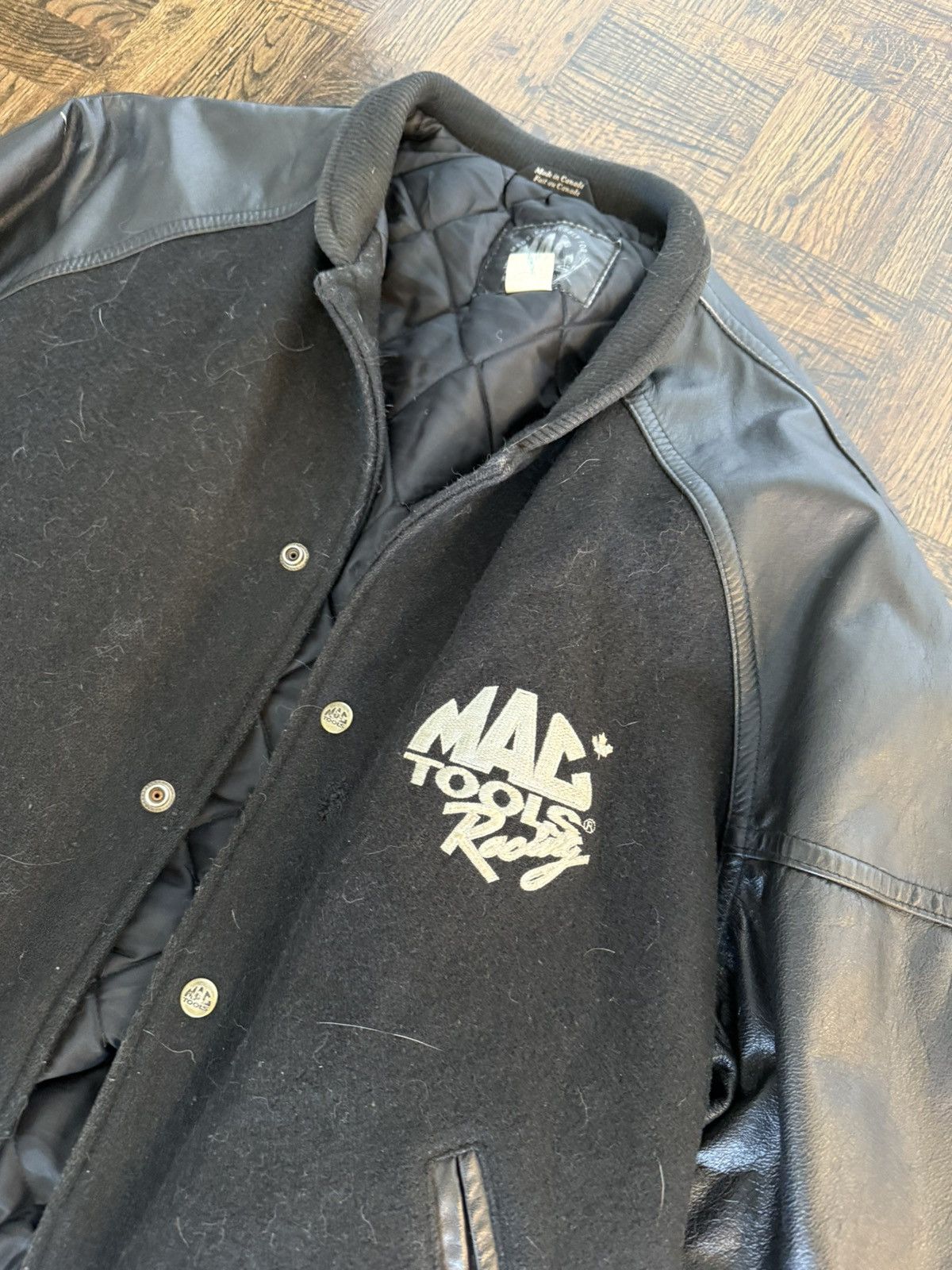 Vintage Mac Tools Racing Wool Leather Bomber Jacket Size US M / EU 48-50 / 2 - 3 Thumbnail