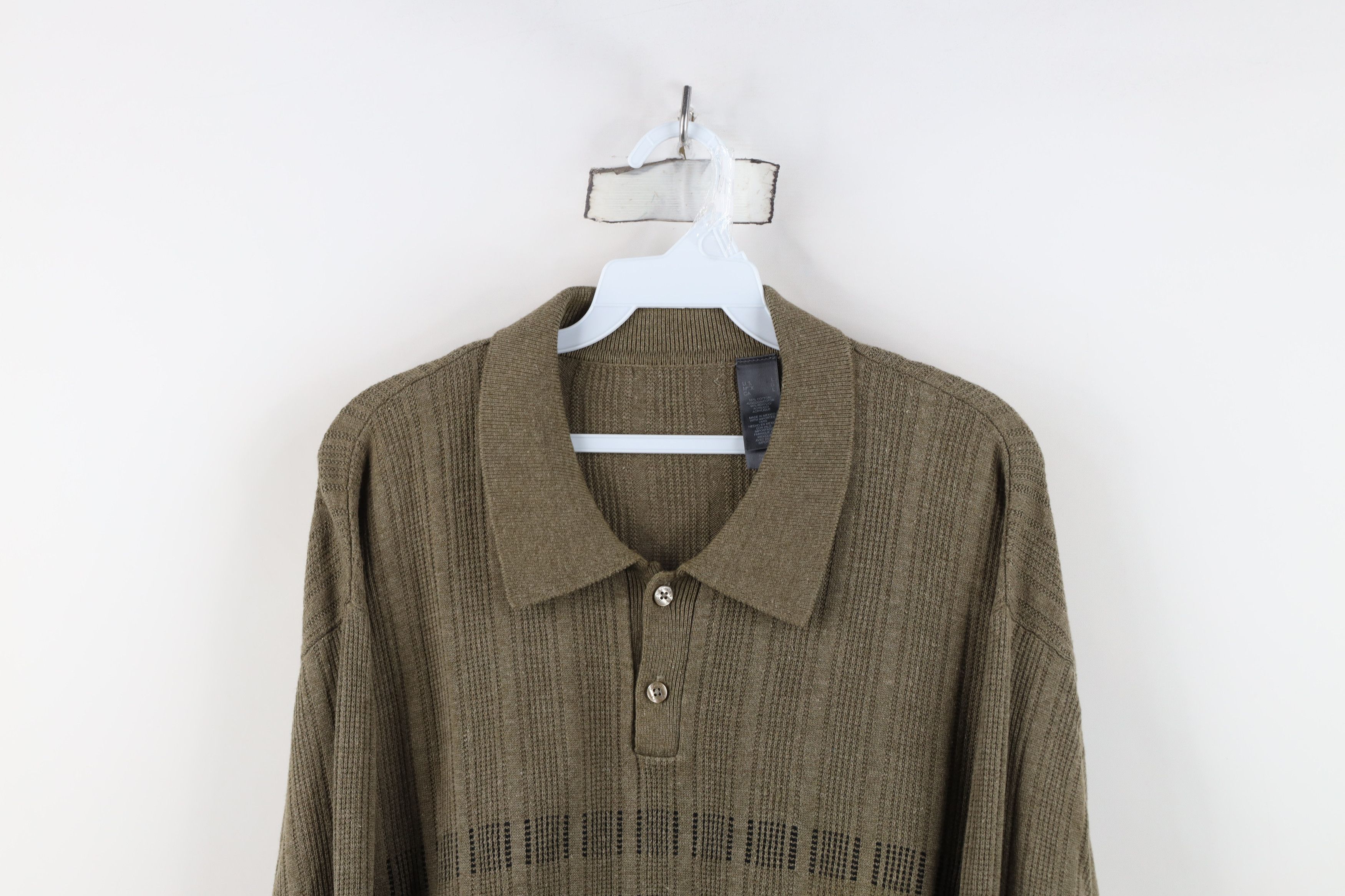 Vintage Vintage 90s Streetwear Thermal Ribbed Knit Long Sleeve Polo Size US L / EU 52-54 / 3 - 2 Thumbnail