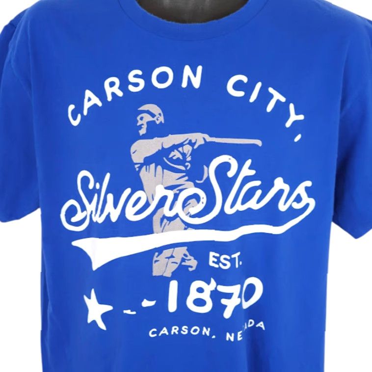 Port & Company Carson City Silver Stars T Shirt Mens Size Large Blue Minor League Baseball Port & Company Shirt Mens Blue 2010-2019 Cotton Size US L / EU 52-54 / 3 - 2 Thumbnail