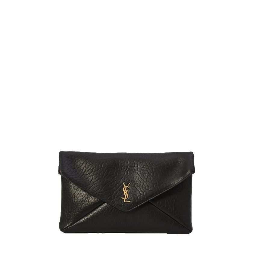 Saint Laurent Paris SAINT LAURENT Large Envelope Black Grained Lambskin Pouch Ne Size ONE SIZE - 1 Thumbnail