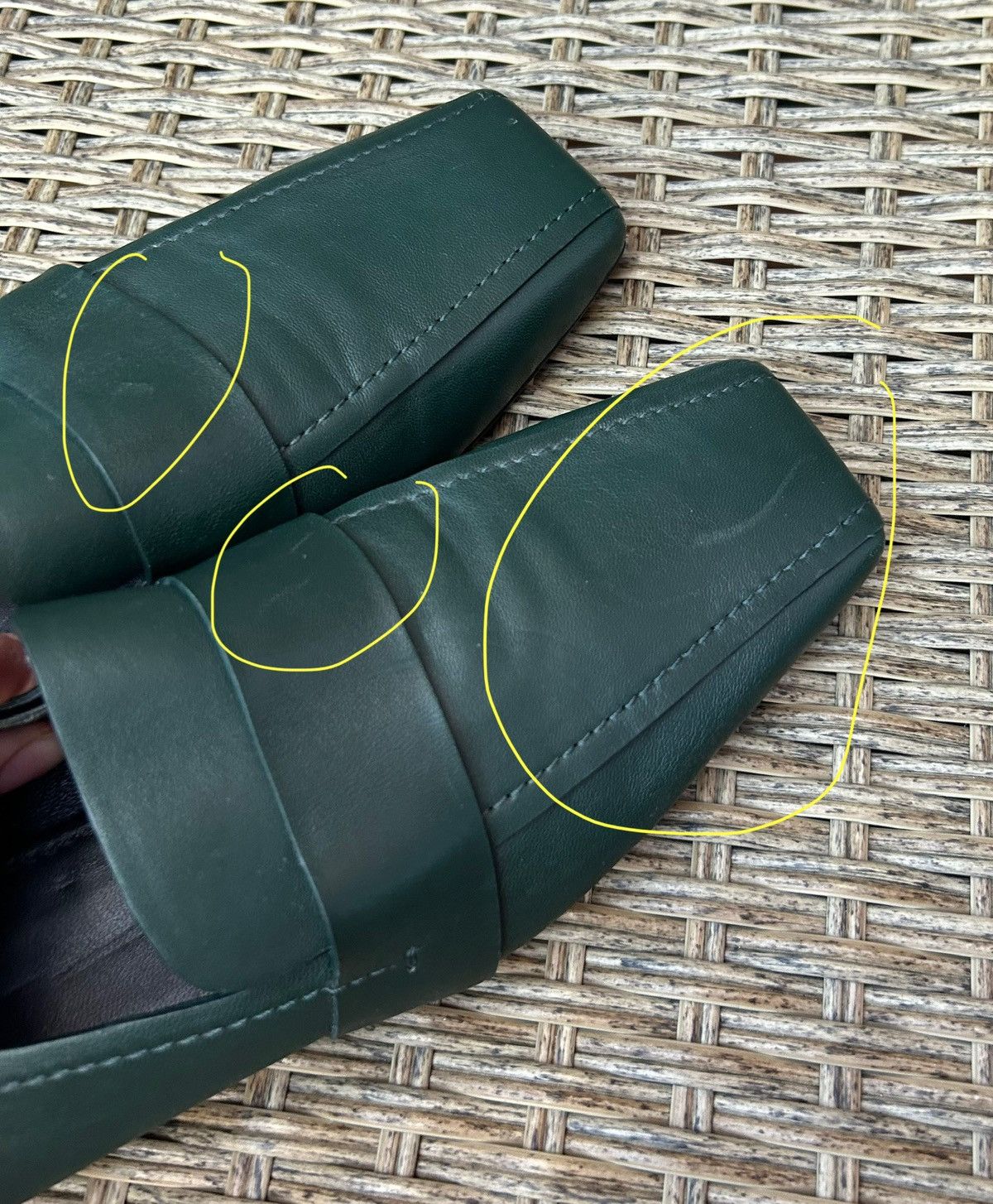Mansur Gavriel Mansur Gavriel Green Lamb Leather Square Toe Penny Loafers Size US 8 / IT 38 - 13 Thumbnail