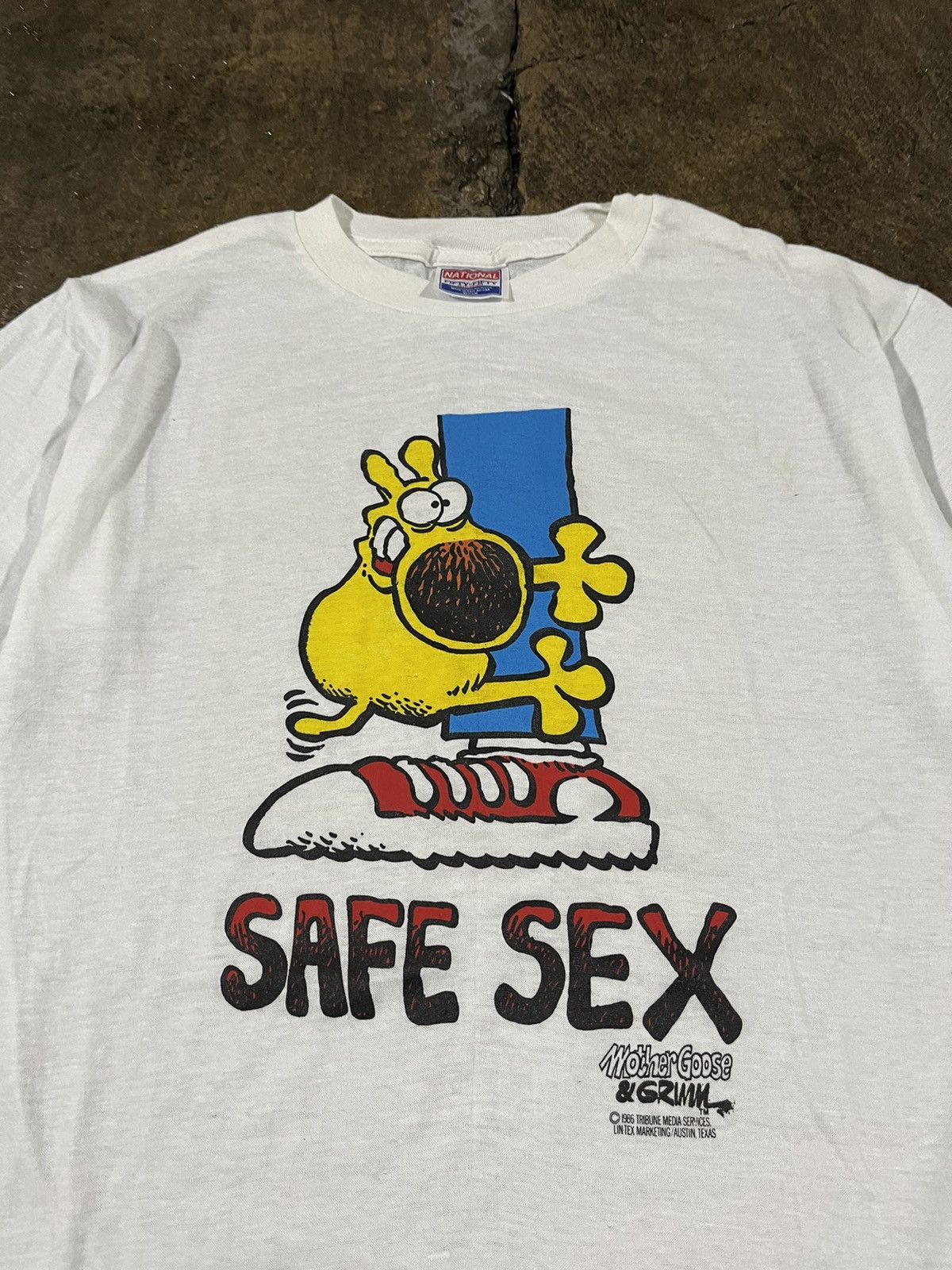 Vintage Crazy 90s Safe Sex Dog Funny Sex Pornstar Parody Humor Tee Size US M / EU 48-50 / 2 - 3 Thumbnail