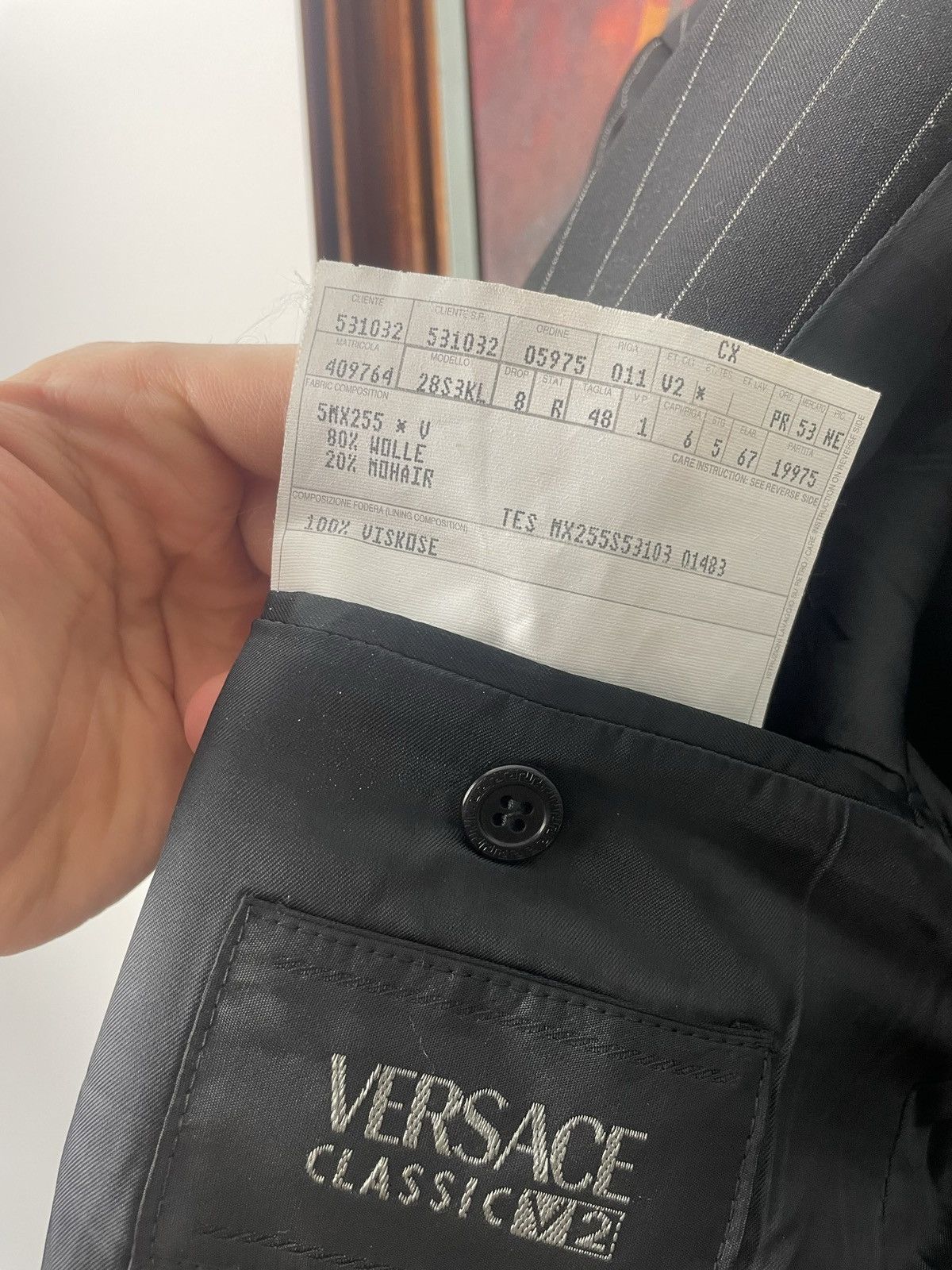 Versace Versace Suit Vintage Black Striped Rare Classy Designer Size 48L - 8 Thumbnail