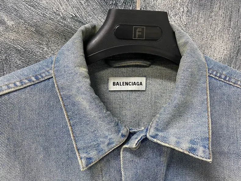 Balenciaga Balenciaga Pattern Logo Print Collar Long Sleeve Denim Jac Size US XXS / EU 40 - 3 Thumbnail