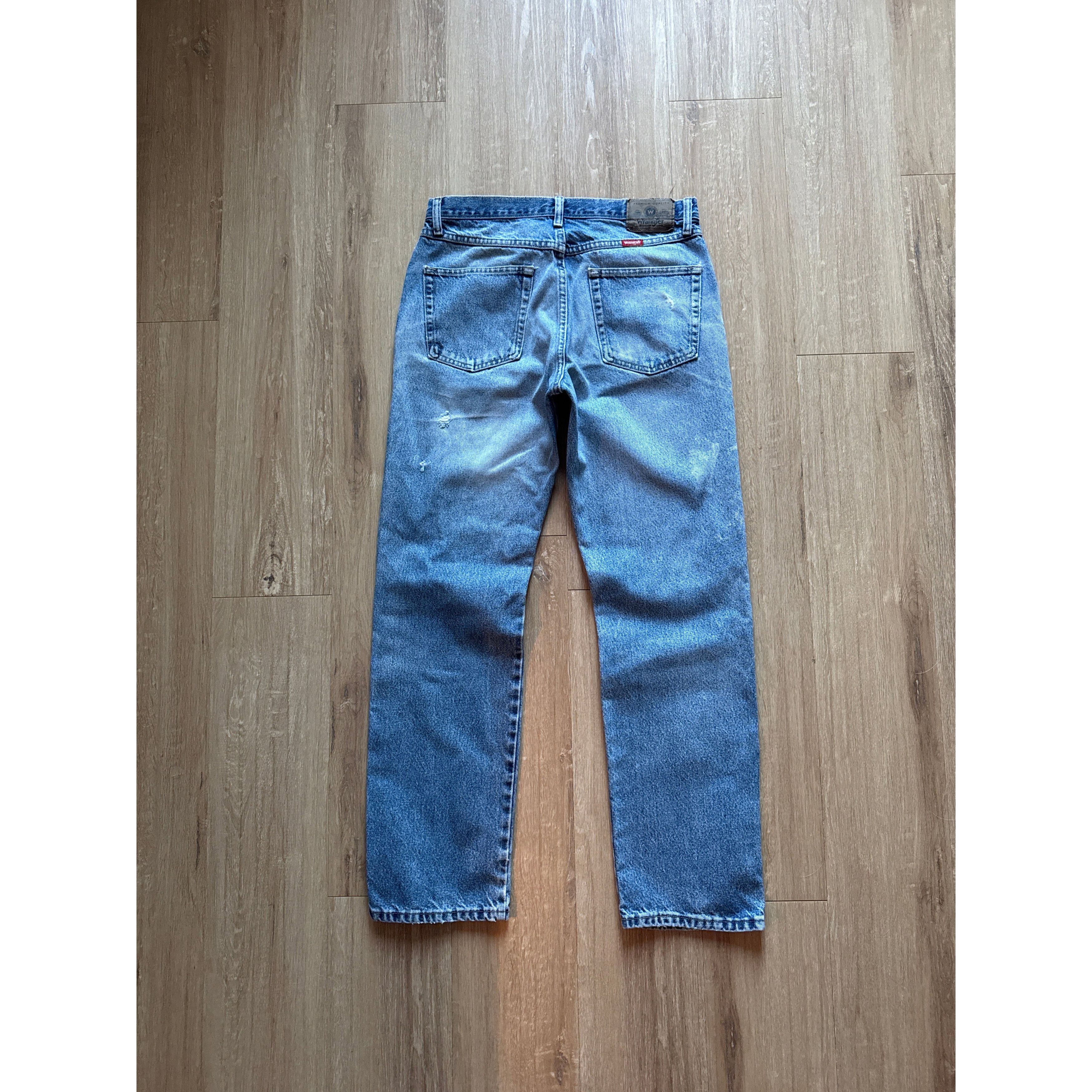 Wrangler Vintage Wrangler Distressed Regular Fit Blue Denim Jeans Size US 33 - 5 Thumbnail