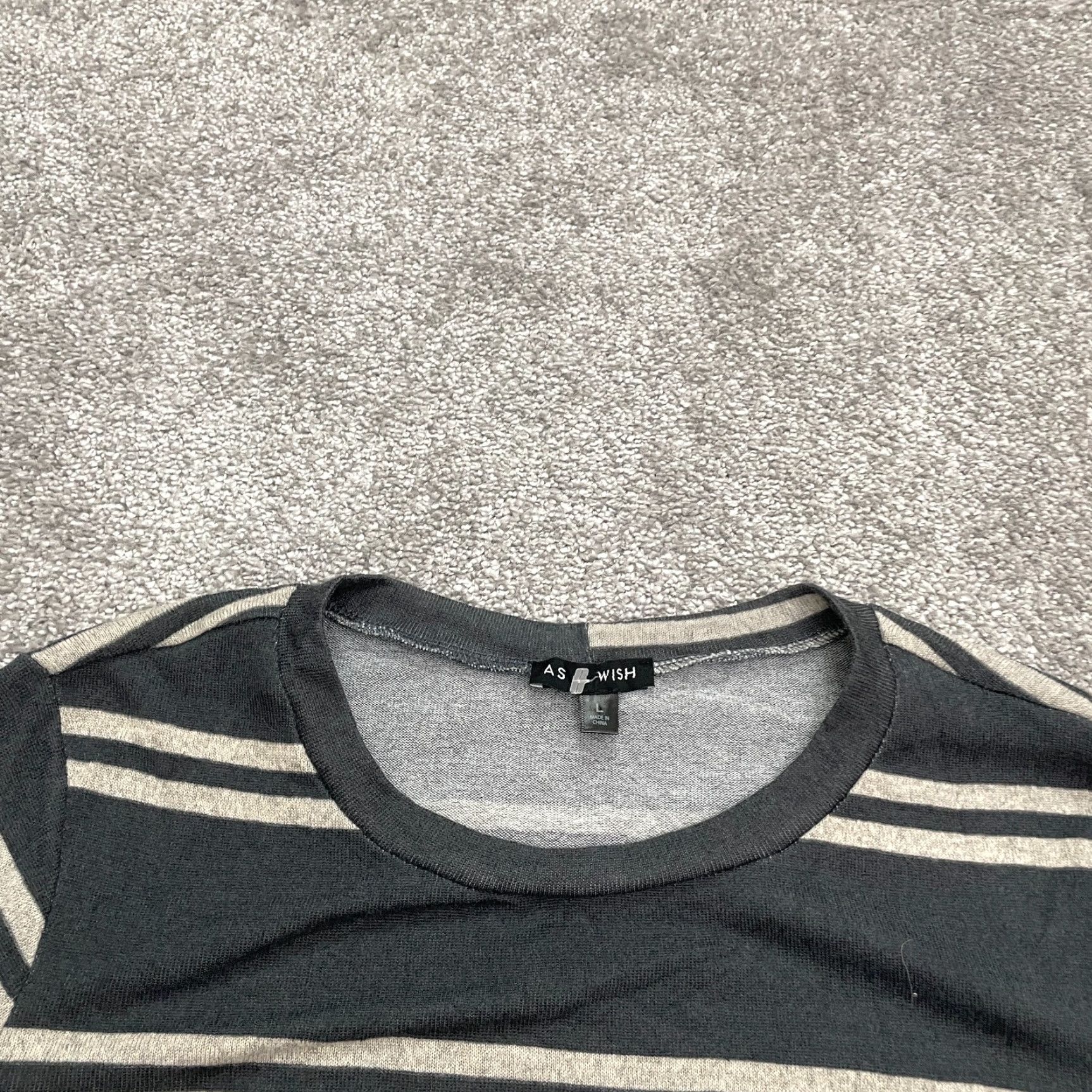Vintage As U Wish Sweater Dress Womens L Dark Gray Striped Long Sleeve Crew Neck NWT Size L / US 10 / IT 46 - 3 Thumbnail