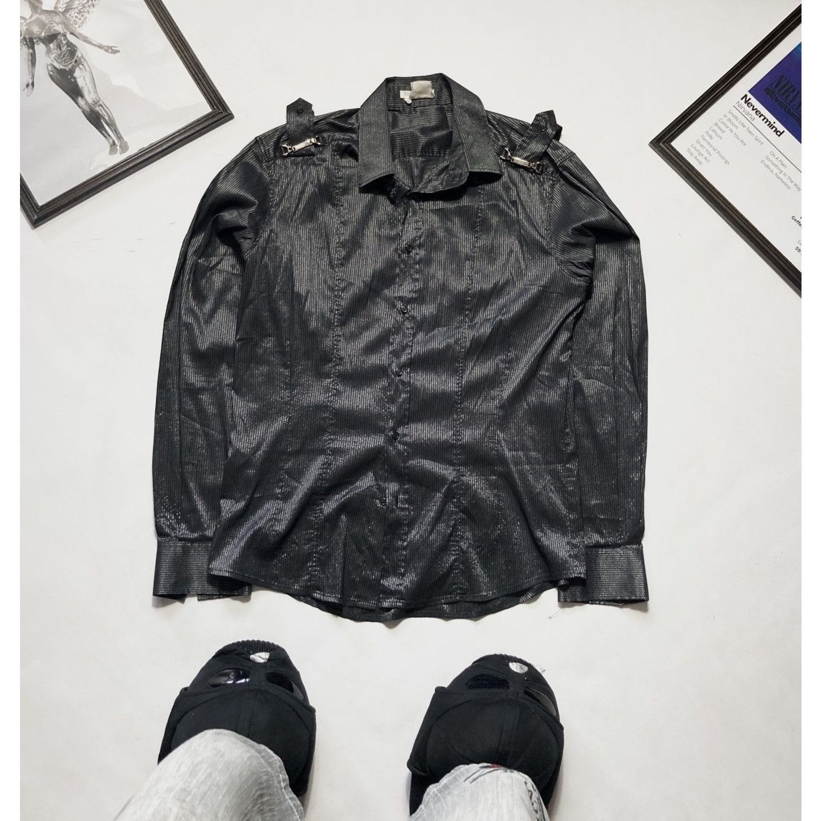 Japanese Brand × Vintage Vintage Avantgarde Black Silver Opium Long Sleeve shirt Size US XL / EU 56 / 4 - 1 Thumbnail