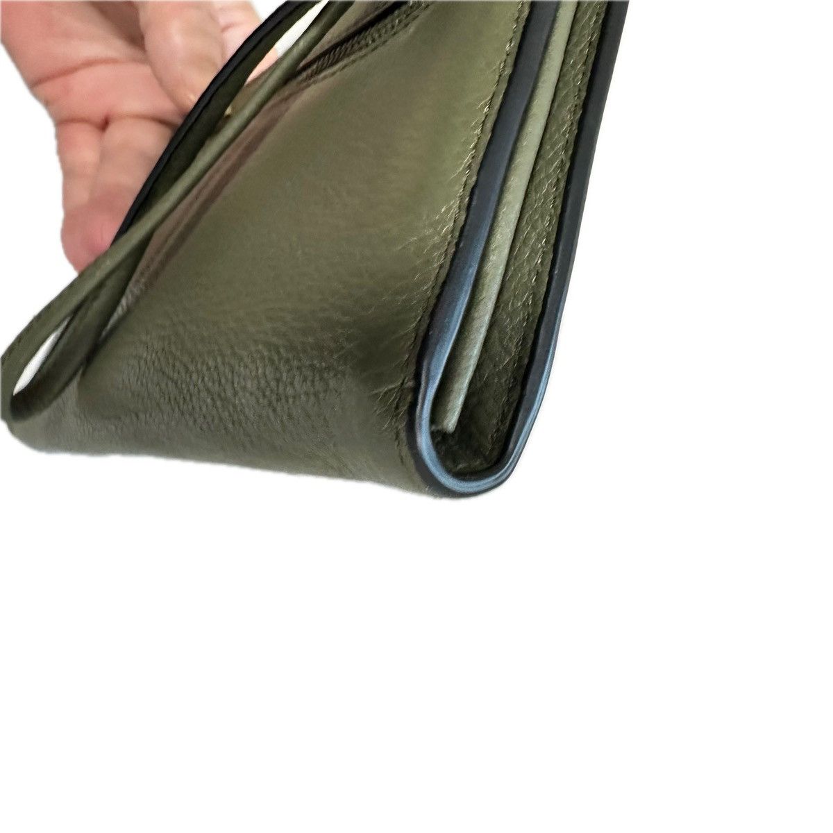 Coach Coach Olive Green Pebbled Leather Corner Zip Wristlet Wallet Size ONE SIZE - 6 Thumbnail