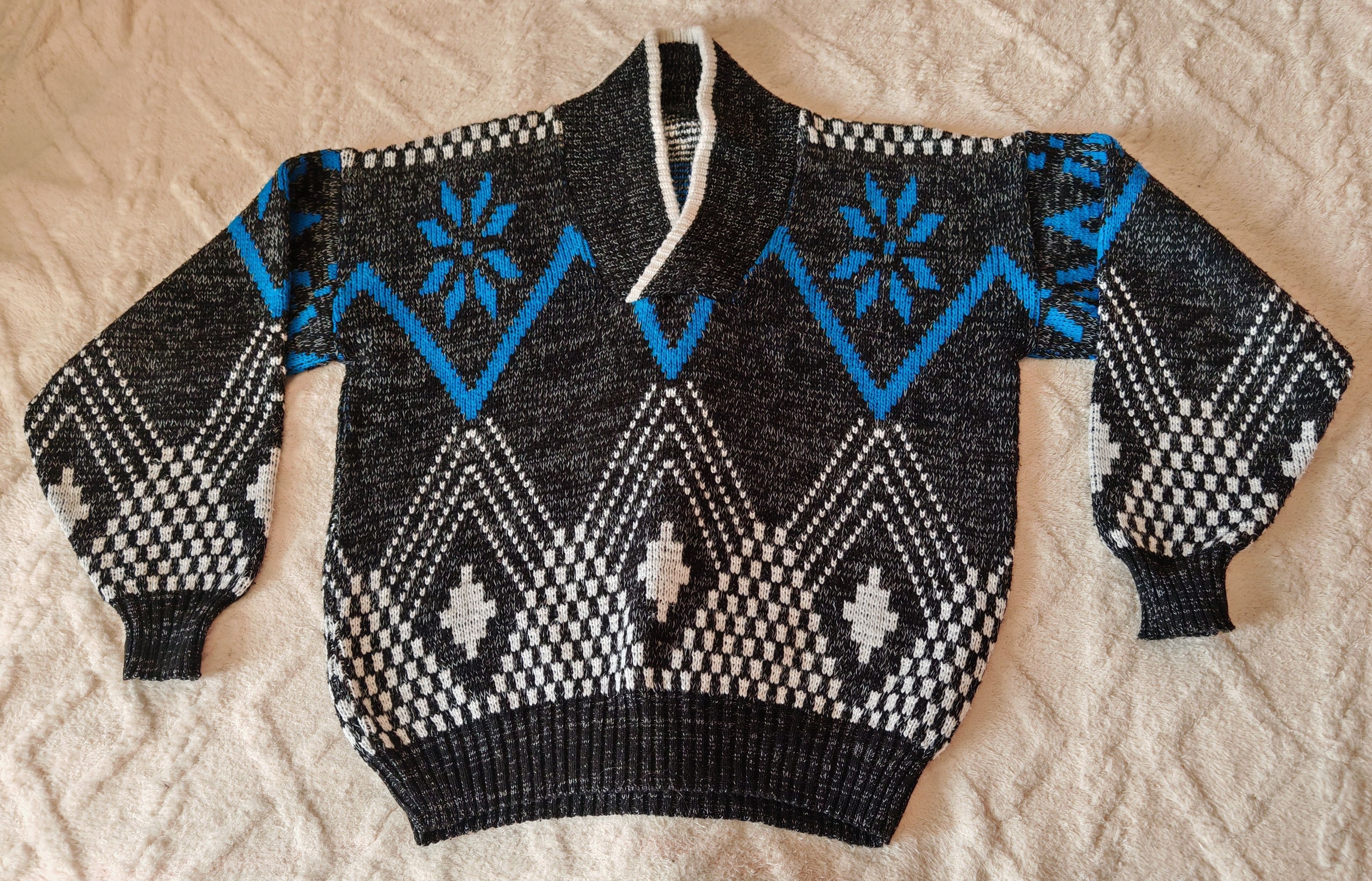 Vintage Vintage 90s Funky Geometric Print Jumper Shawl Collar size M Size US M / EU 48-50 / 2 - 5 Thumbnail