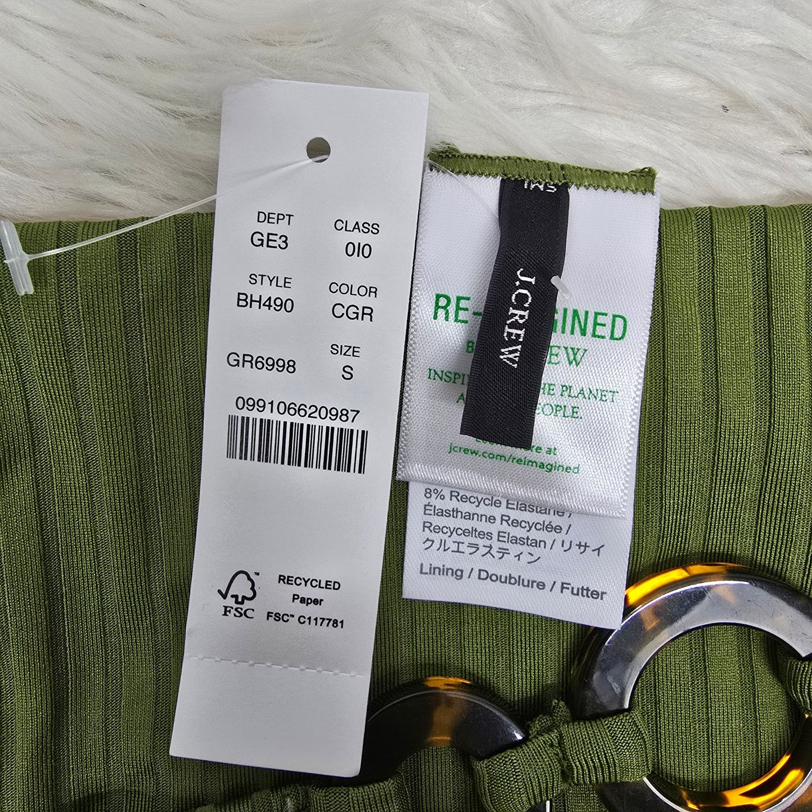 J.Crew NWT J. Crew Wide-rib high-rise bikini bottom w rings Size S Size ONE SIZE - 7 Thumbnail