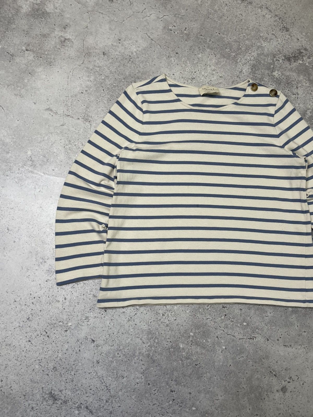 Sezane Sézane Colette Marinière Cotton Striped Blue White Sweater Size M / US 6-8 / IT 42-44 - 2 Thumbnail