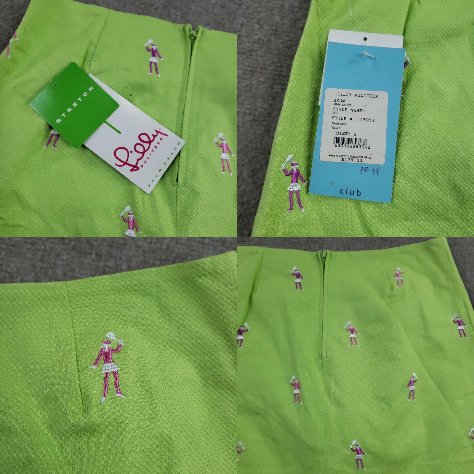 Lilly Pulitzer Vtg Lilly Pulitzer Skort Womens 2 Green Tennis Embroidered Scallop Stretch Golf Size 26" / US 2 / IT 38 - 8 Thumbnail