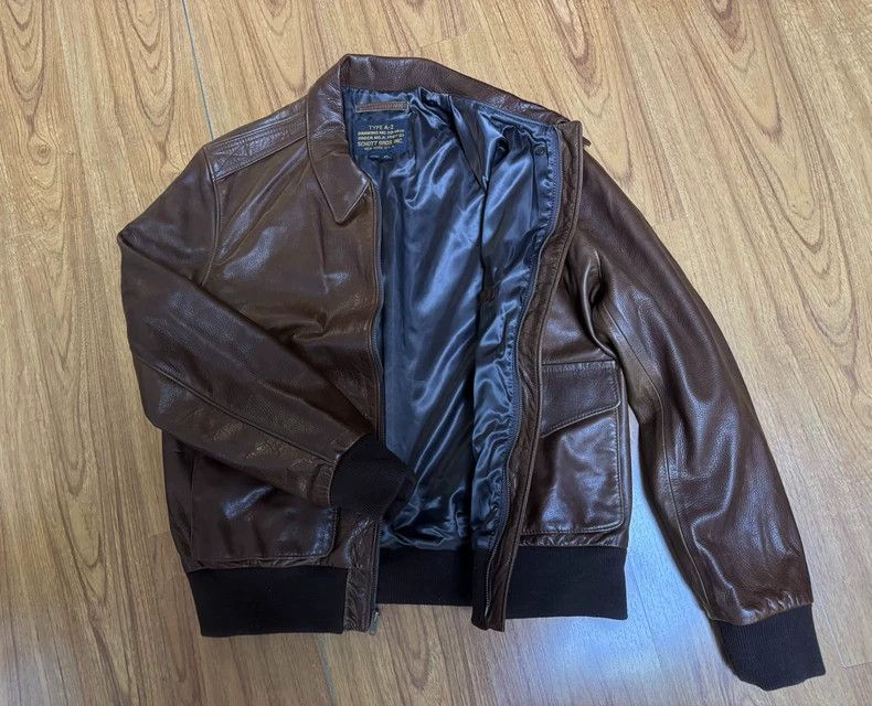 Schott Schott Wax calfskin A2 fighter flight jacket Size US XL / EU 56 / 4 - 4 Thumbnail