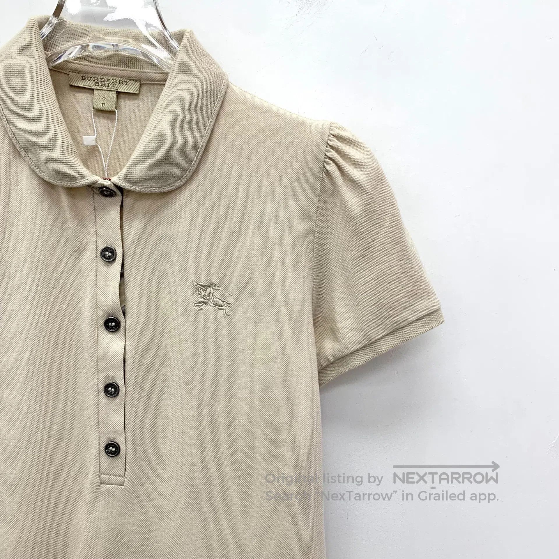 Burberry Burberry Beige Warhorse Knight Embroidered Cotton Lapel Si Size S / US 4 / IT 40 - 3 Thumbnail