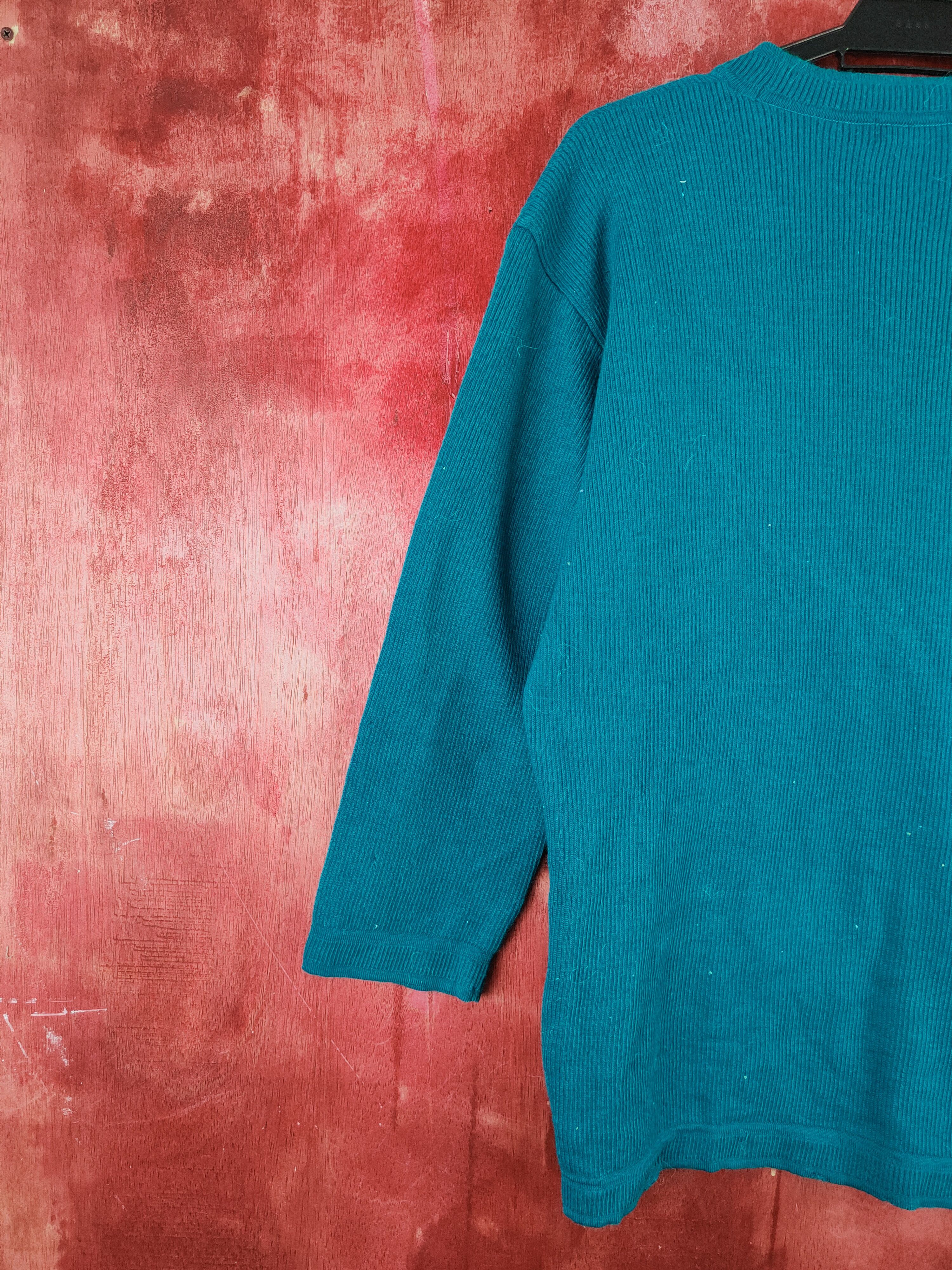 Japanese Brand × Vintage Leod'or Turquoise distressed ripped Knitwear Cardigan #S2012 Size L / US 10 / IT 46 - 9 Thumbnail