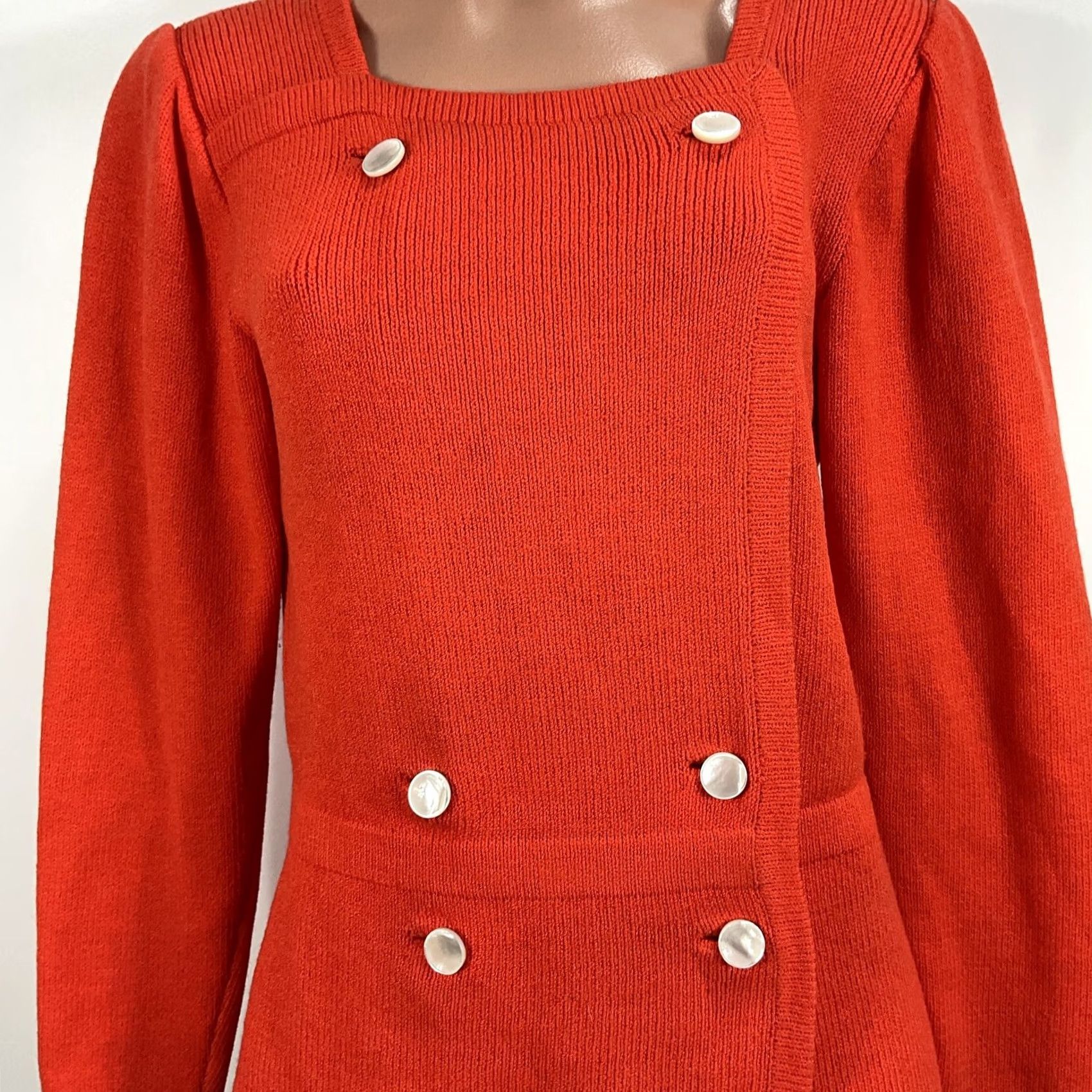 Hogan Dana Hogan Vintage Coral Orange Sweater Jacket Double Breasted L/XL Size XL / US 12-14 / IT 48-50 - 3 Thumbnail