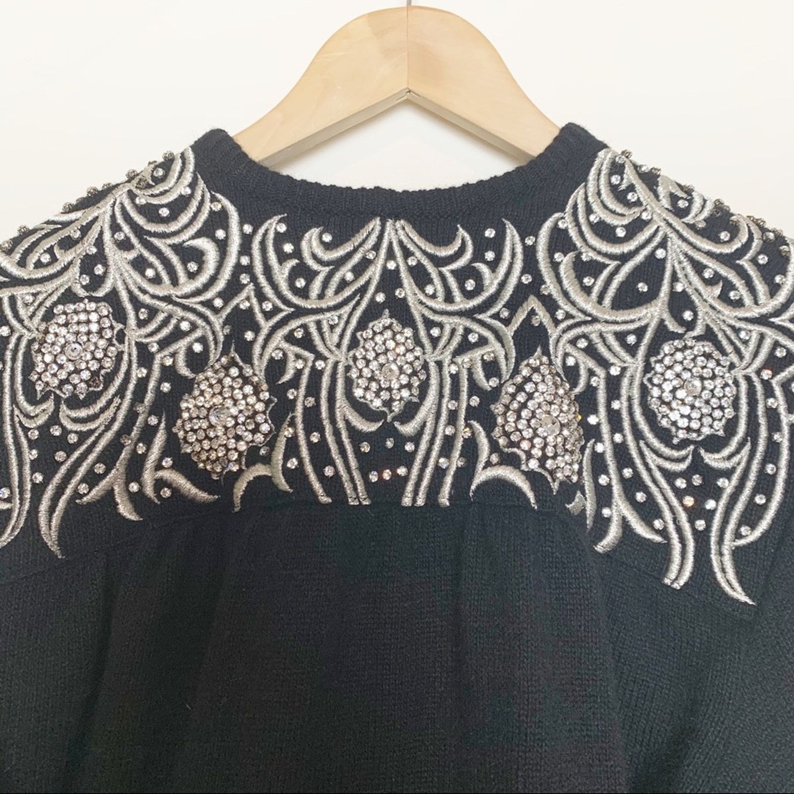Vintage Vintage Black Angora Embellished Wrap Sweater Size Small Size S / US 4 / IT 40 - 6 Thumbnail