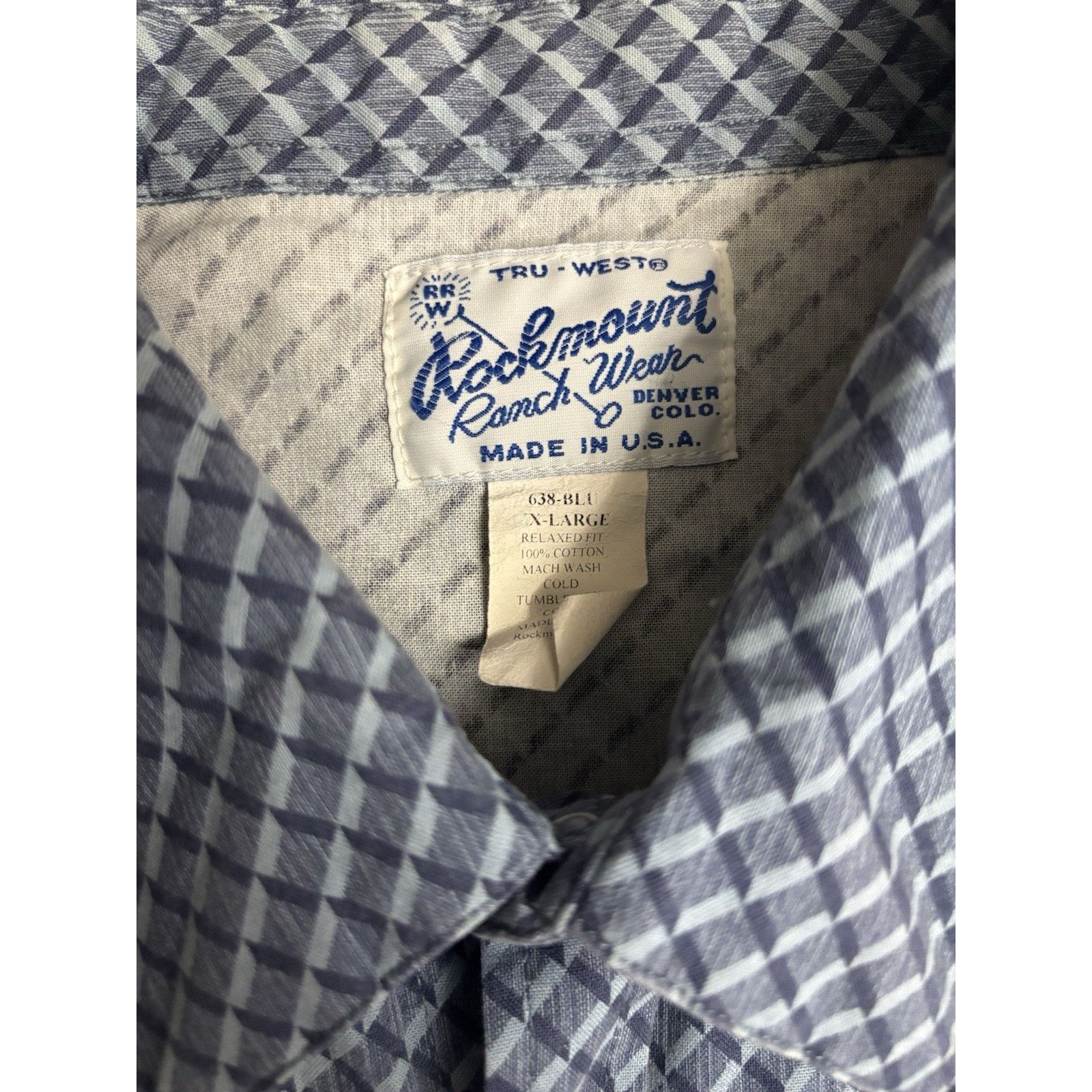 Rockmount Ranch Wear Vtg Rockmount Ranch Wear Western BlueDiamond Snap XL TruWest Size US XL / EU 56 / 4 - 3 Thumbnail