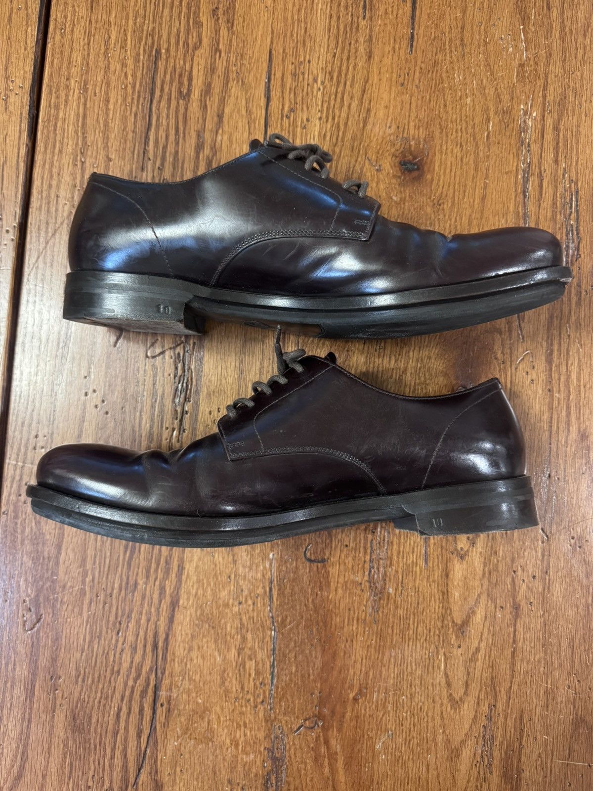 Prada Prada Brown Leather Derby Shoes Size US 10 / EU 43 - 2 Thumbnail