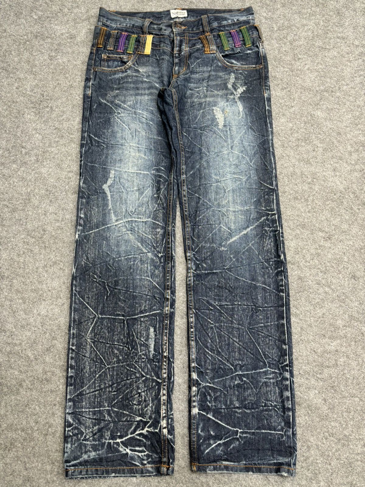 Japanese Brand 💥Double Waist💥Insane Japan Style Nylaus Distressd Denim F514 Size US 32 / EU 48 - 22 Thumbnail