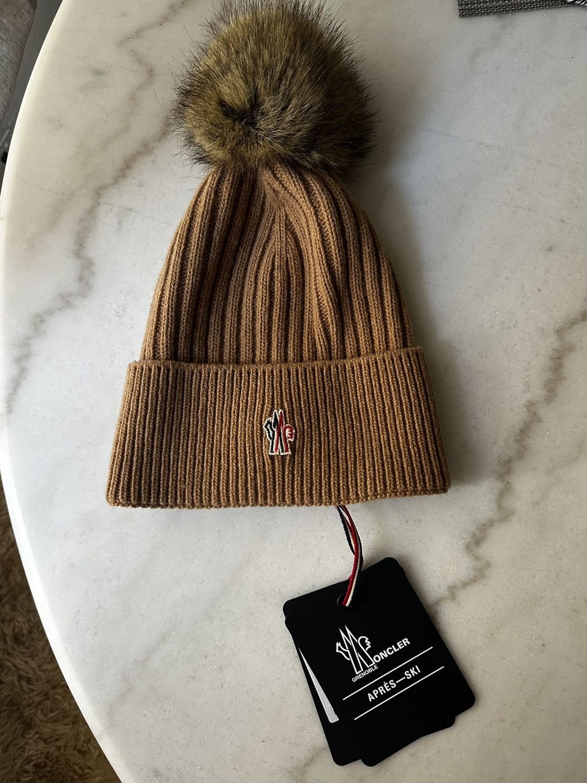 Moncler Ribbed Wool Beanie with Faux Fur Pompom Size ONE SIZE - 3 Thumbnail