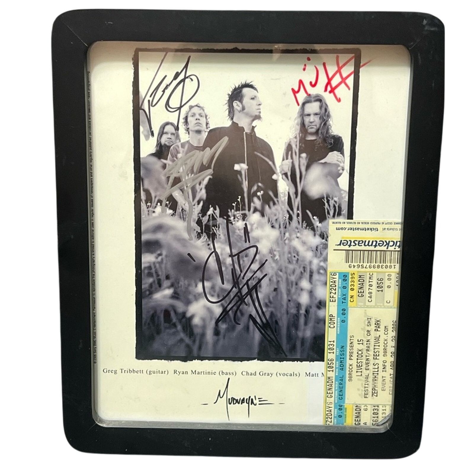 Band Tees Vintage MUDVAYNE SIGNED / Autographed 8x10 Livestock Ticket Size ONE SIZE - 1 Thumbnail