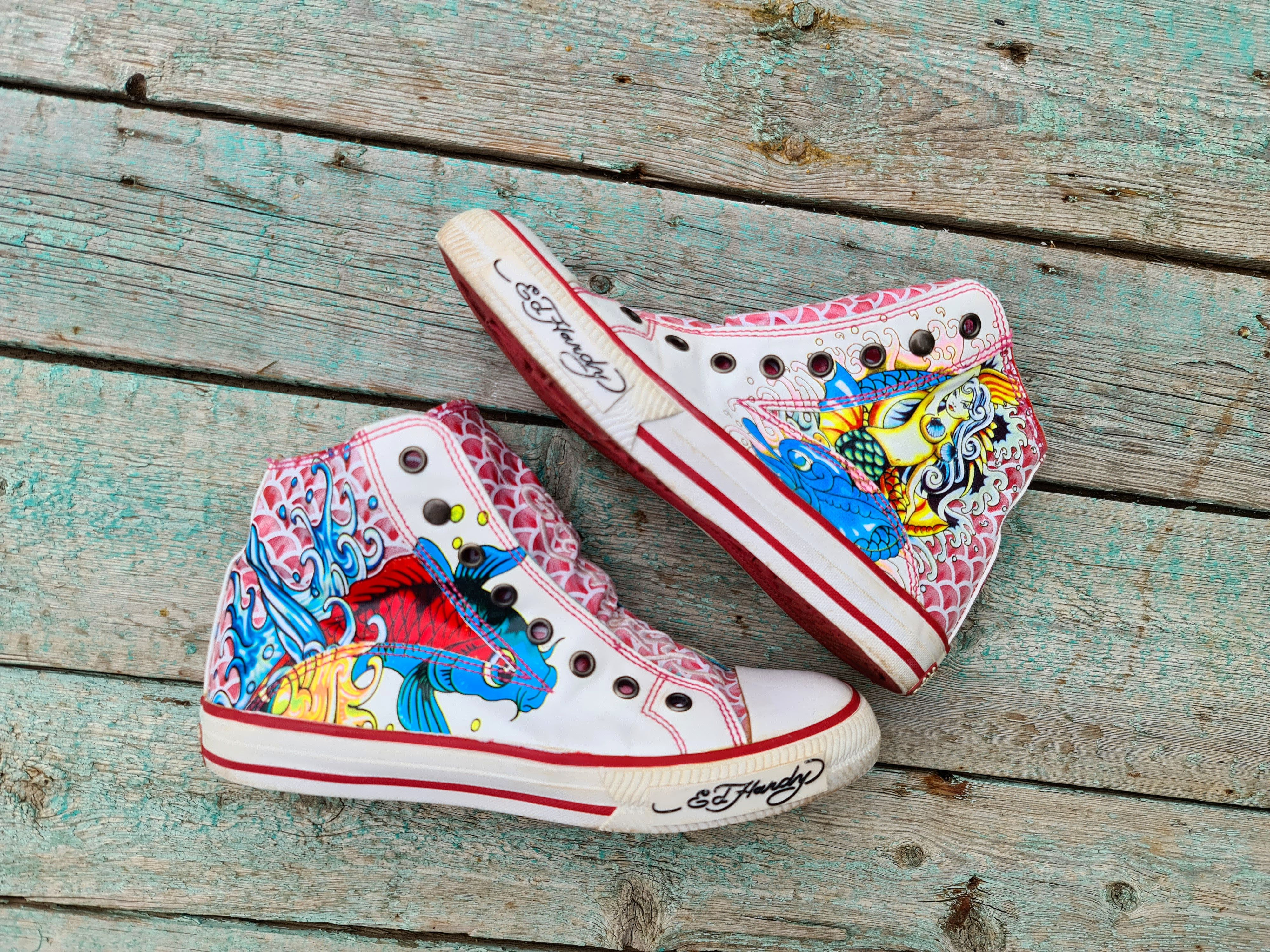 Ed Hardy DS rare vintage Ed hardy hi top sneakers girl sexy fish y2k Size US 7 / IT 37 - 7 Thumbnail