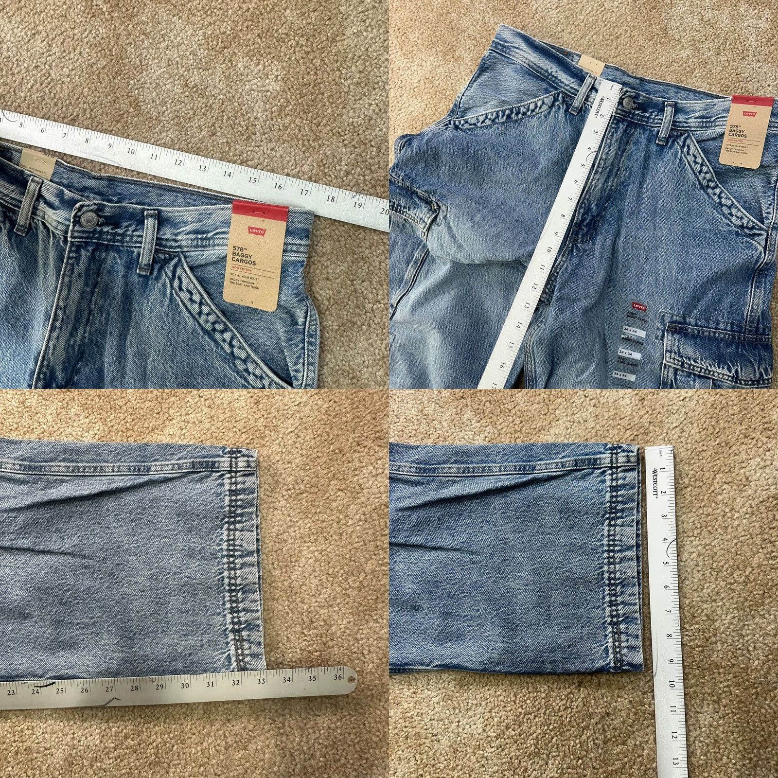 Levi's VINTAGE Levi's 578 Baggy Fit Cargo Jeans Men's 36x32 Blue Wash Denim Cotton Baggy Cargo Size US 36 / EU 52 - 9 Thumbnail