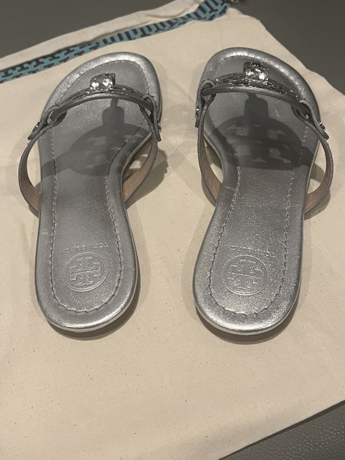 Tory Burch Tory Burch silver sandals Size US 7 / IT 37 - 3 Thumbnail